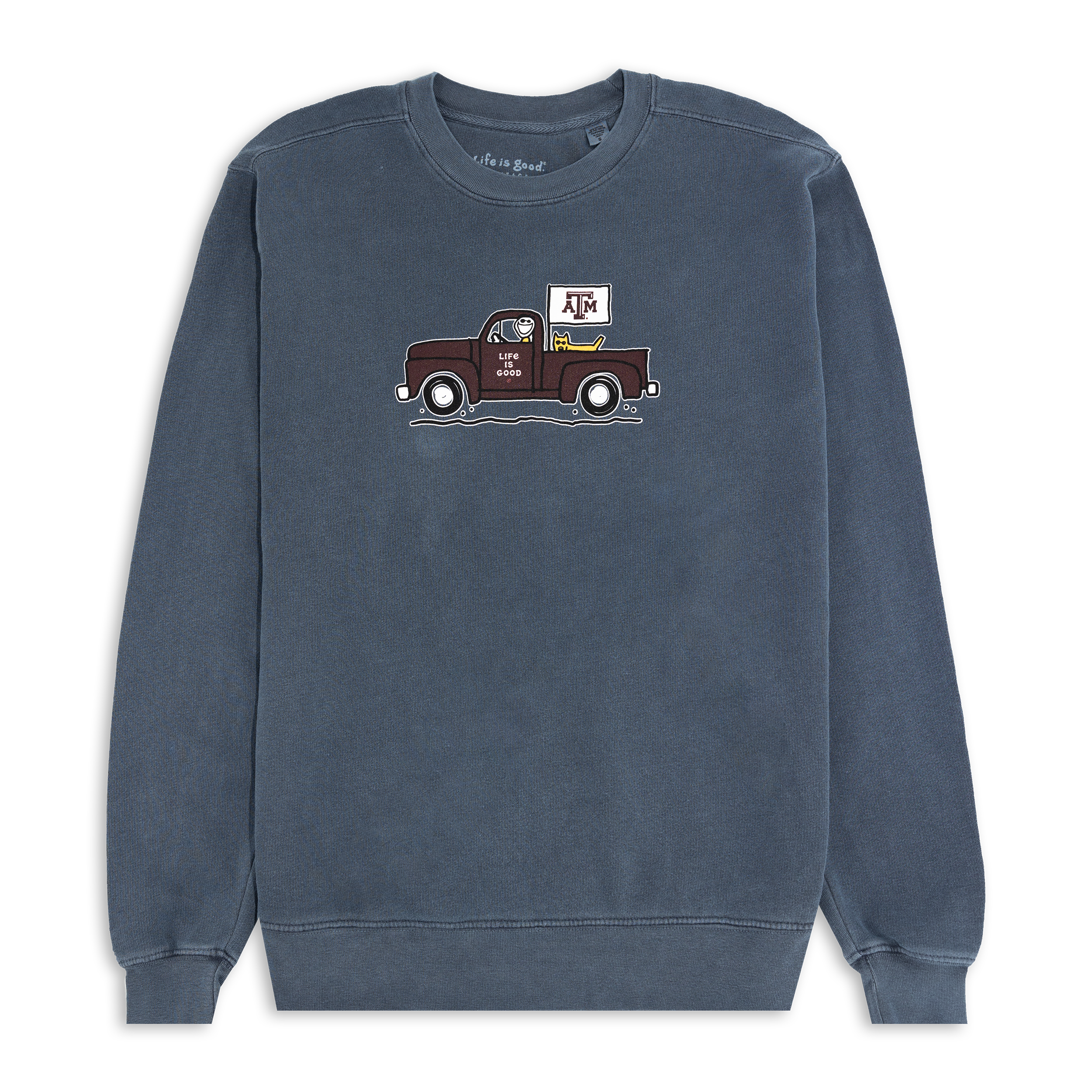 Texas A M Life is Good Jake Old Truck Indigo Sweatshirt
