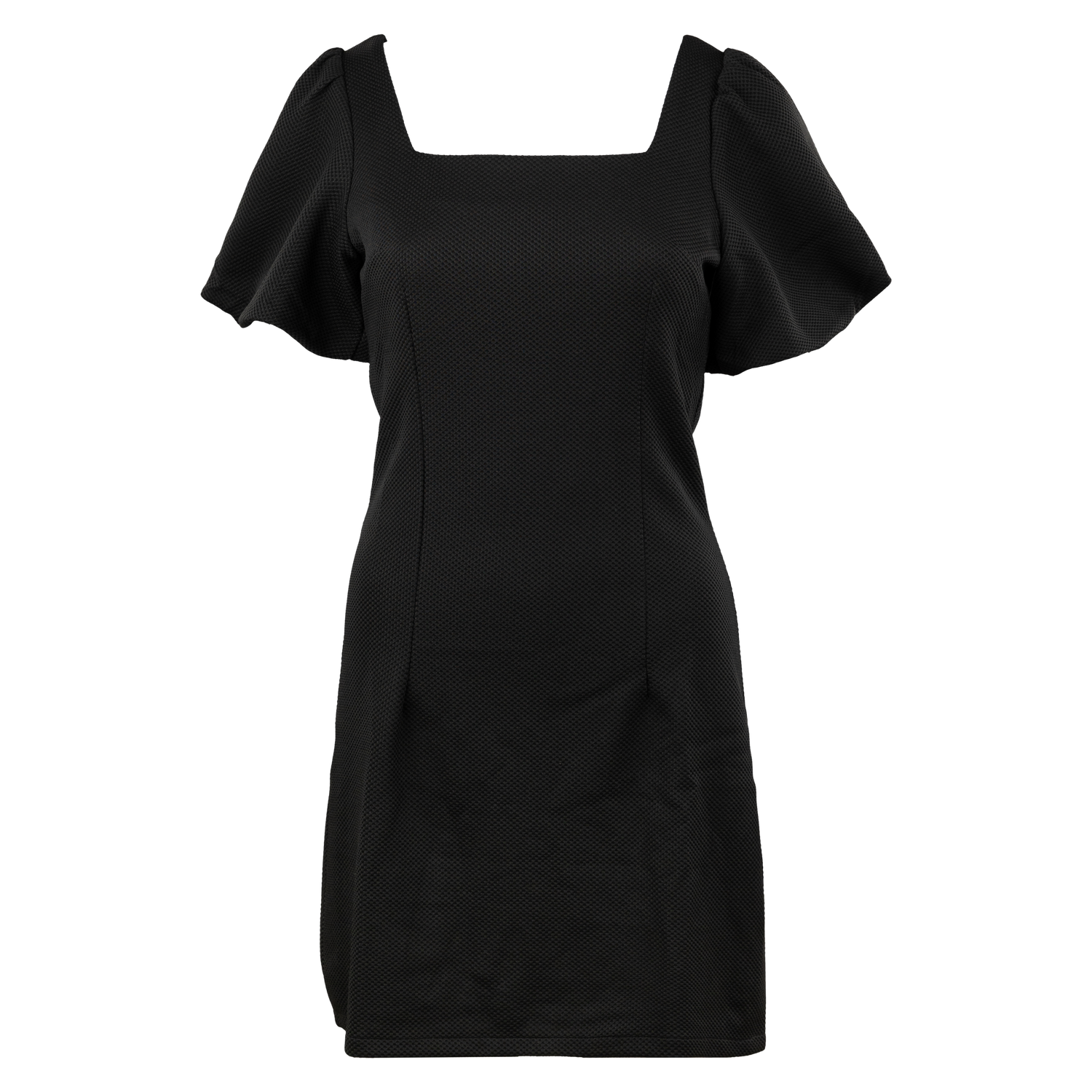 Black Puff Sleeve Heavy Knit Mini Dress