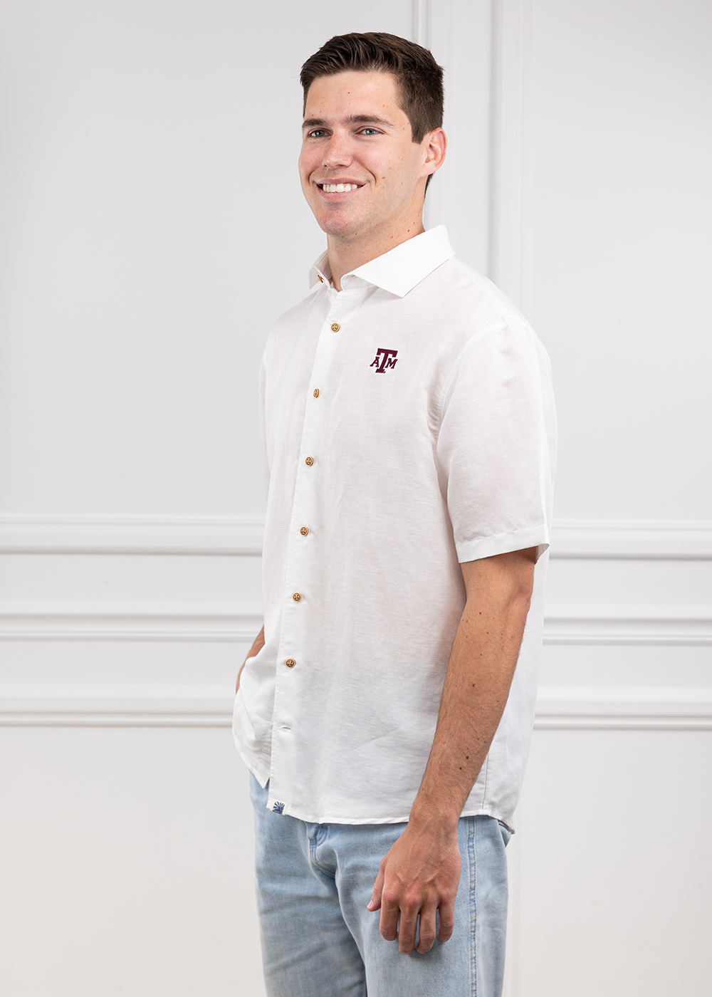 Texas A&M Johnnie-O Gianni Short Sleeve Button Down Shirt