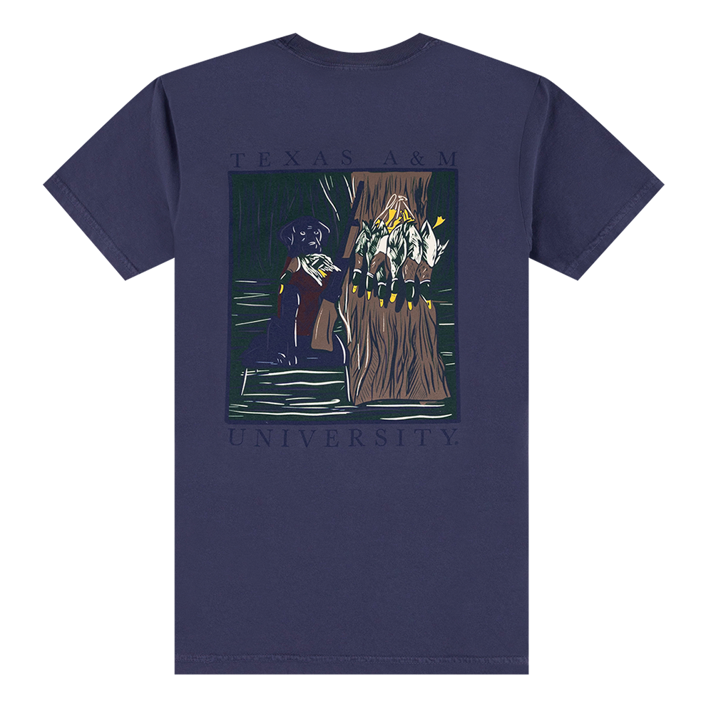 Texas A&M T-Shirt Bird Hunting Swamp Dog in Navy, Size Medium, Cotton