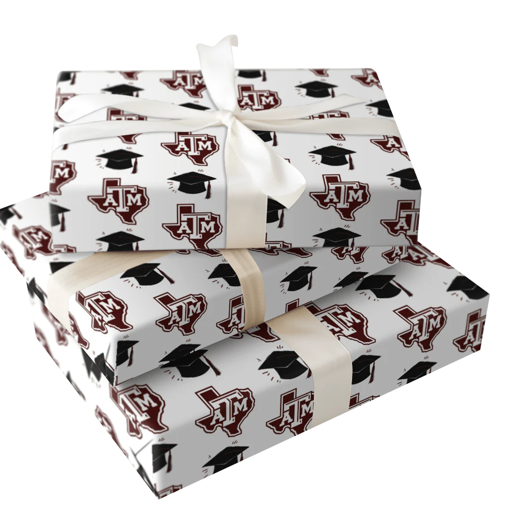 Texas A&M Hats Off Grad Wrapping Paper
