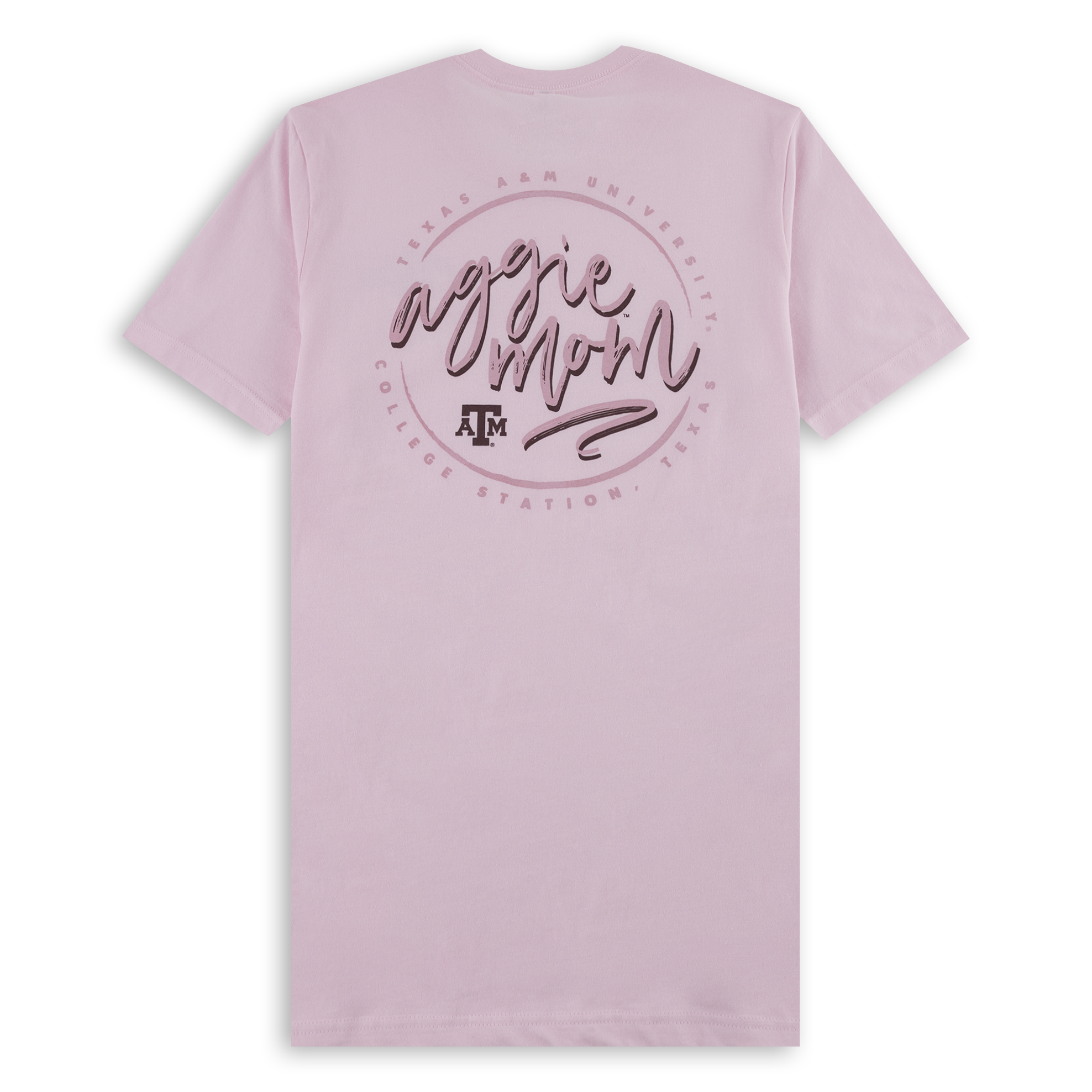 Texas A&M Pink Cursive Aggie Mom T-Shirt
