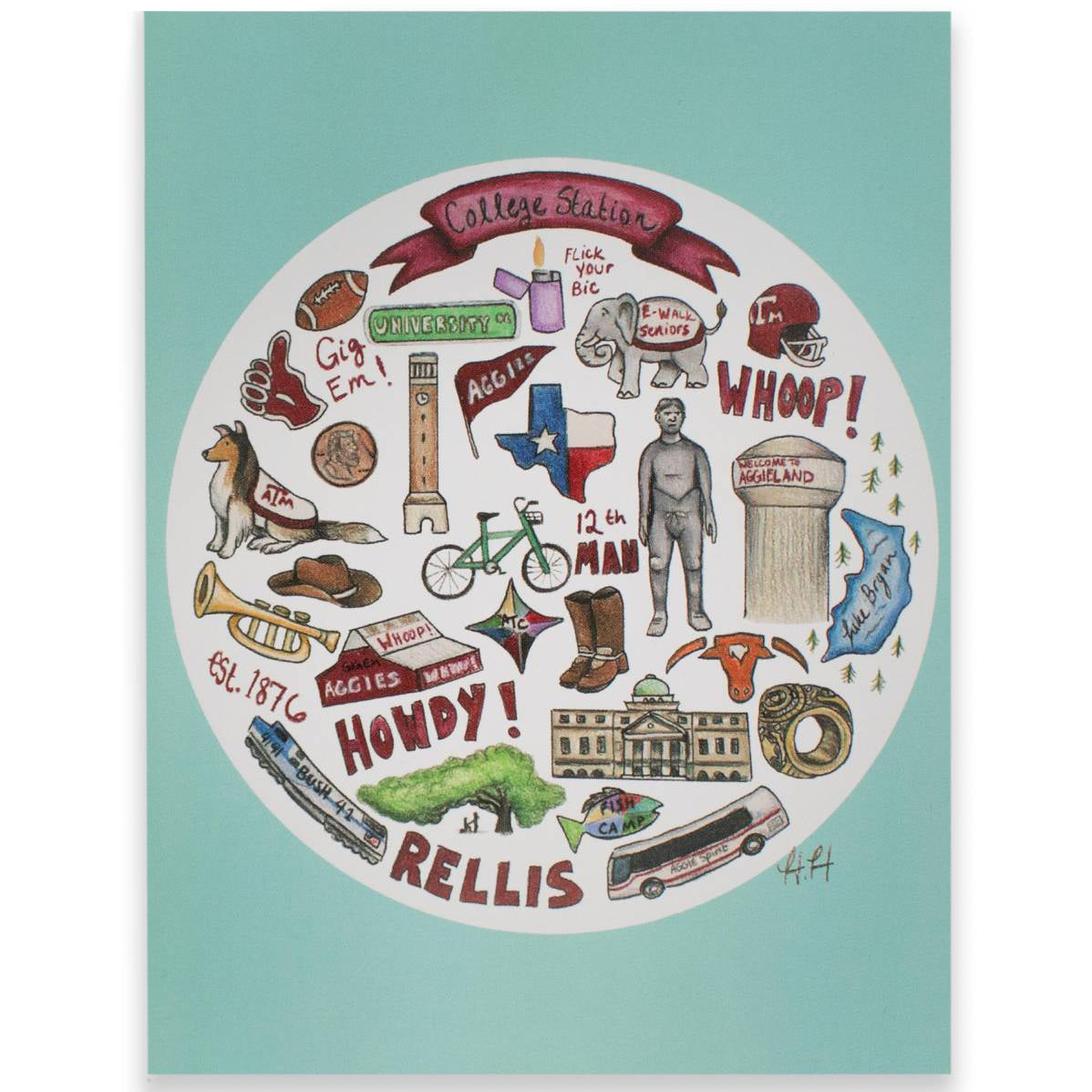 College Station Collage Note Card
