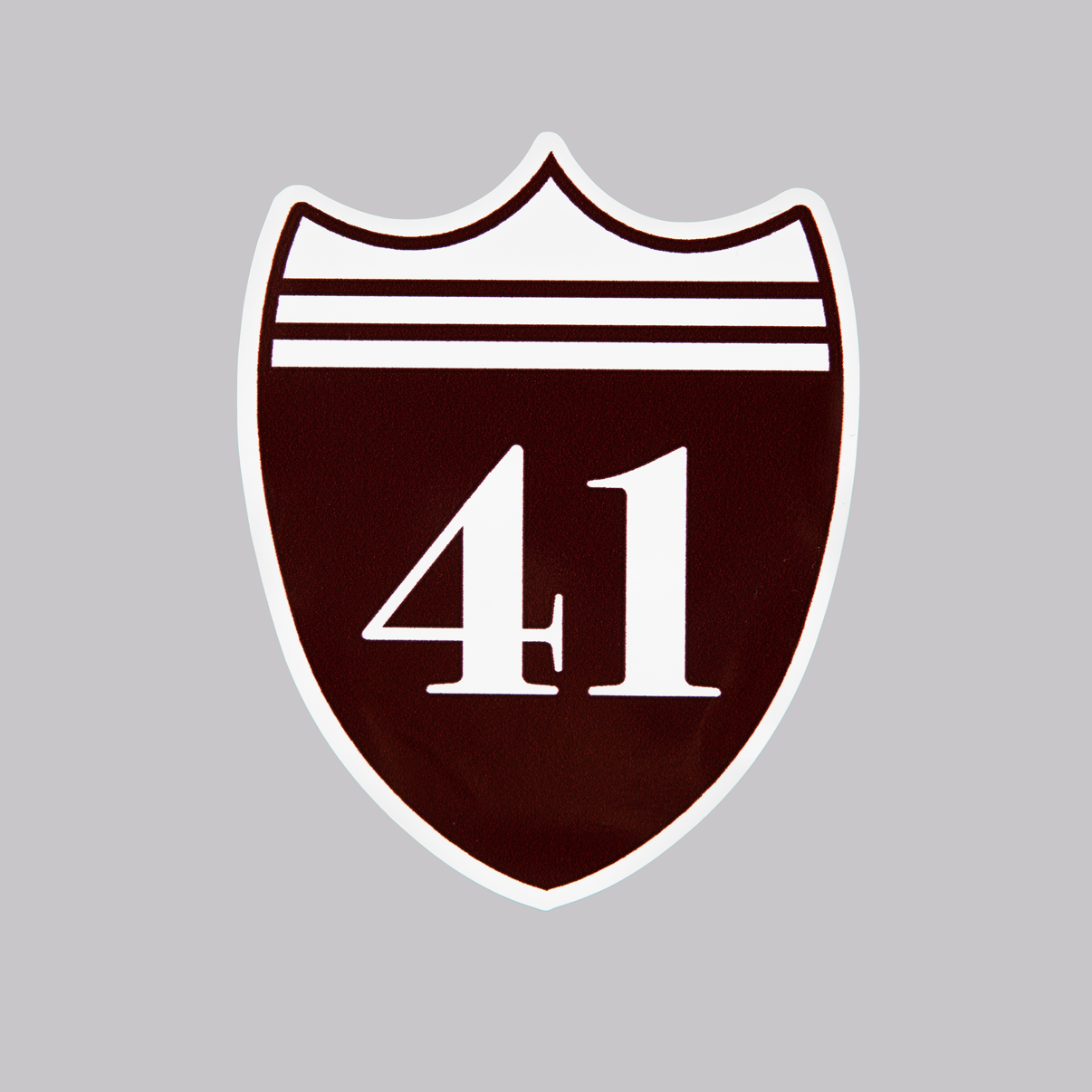 Maroon and White Interstate decal with 41