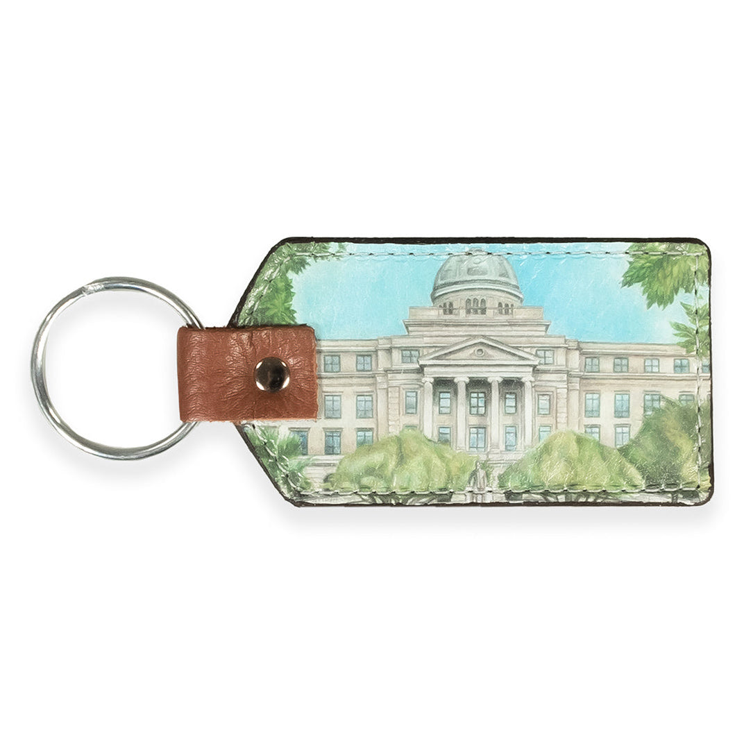 Academic Building Leather Keychain
