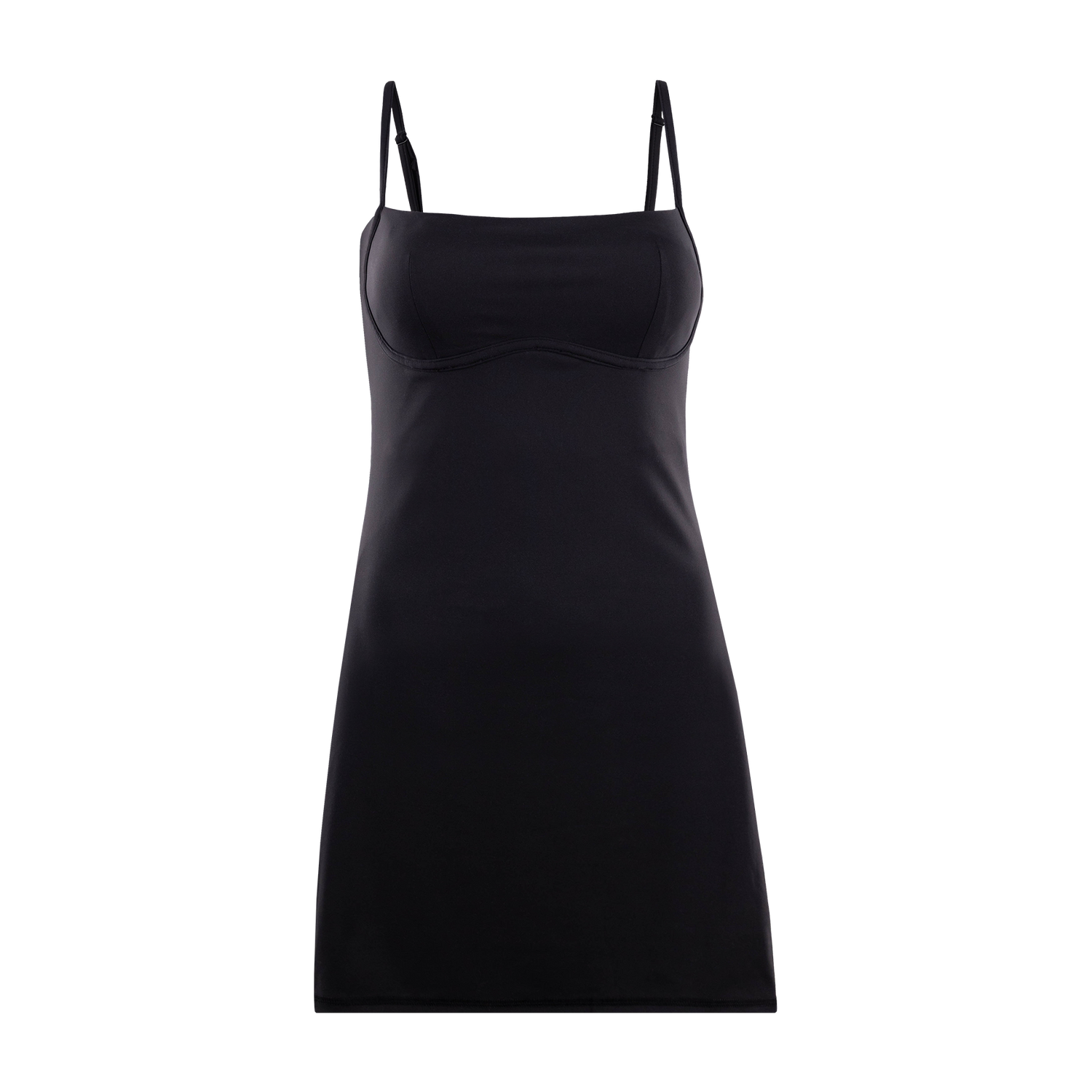 Black short athletic dress with built in bra