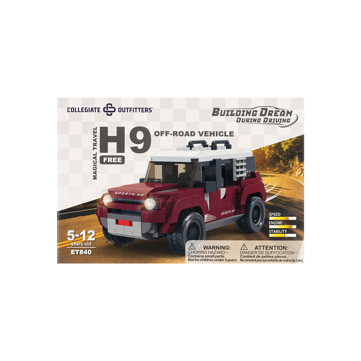 Maroon and White Off Road Vehicle Building Blocks