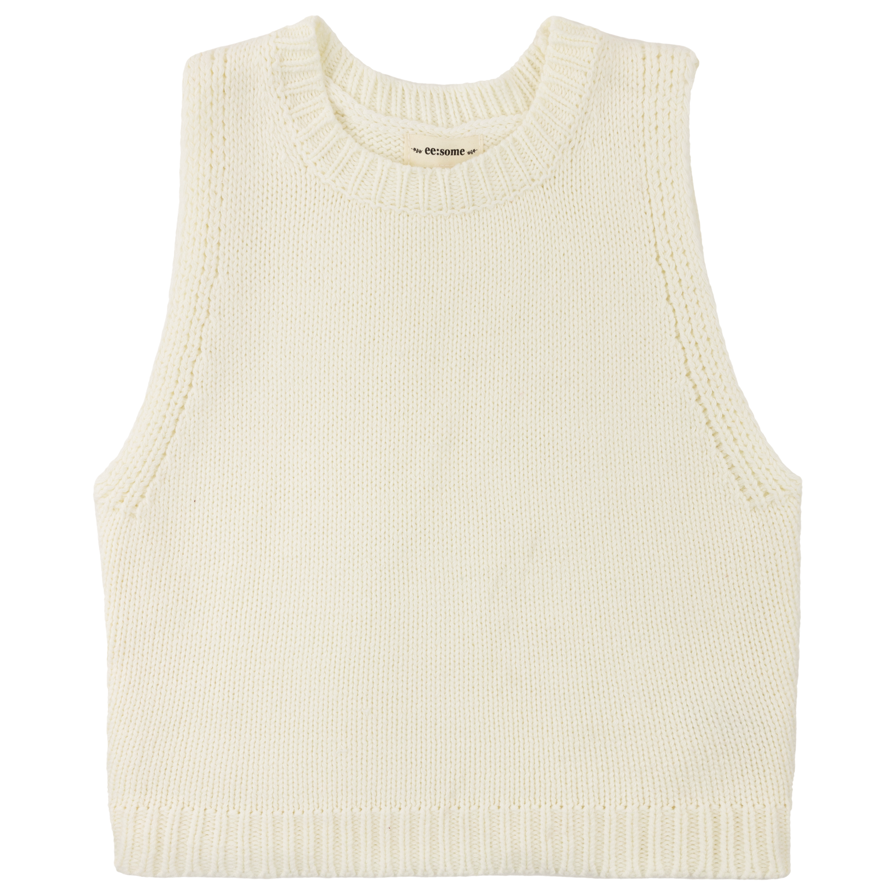 【YOURNUS】Cream Crople Knit T-shirt Cream_Cropped_Knit_Tank_Top.