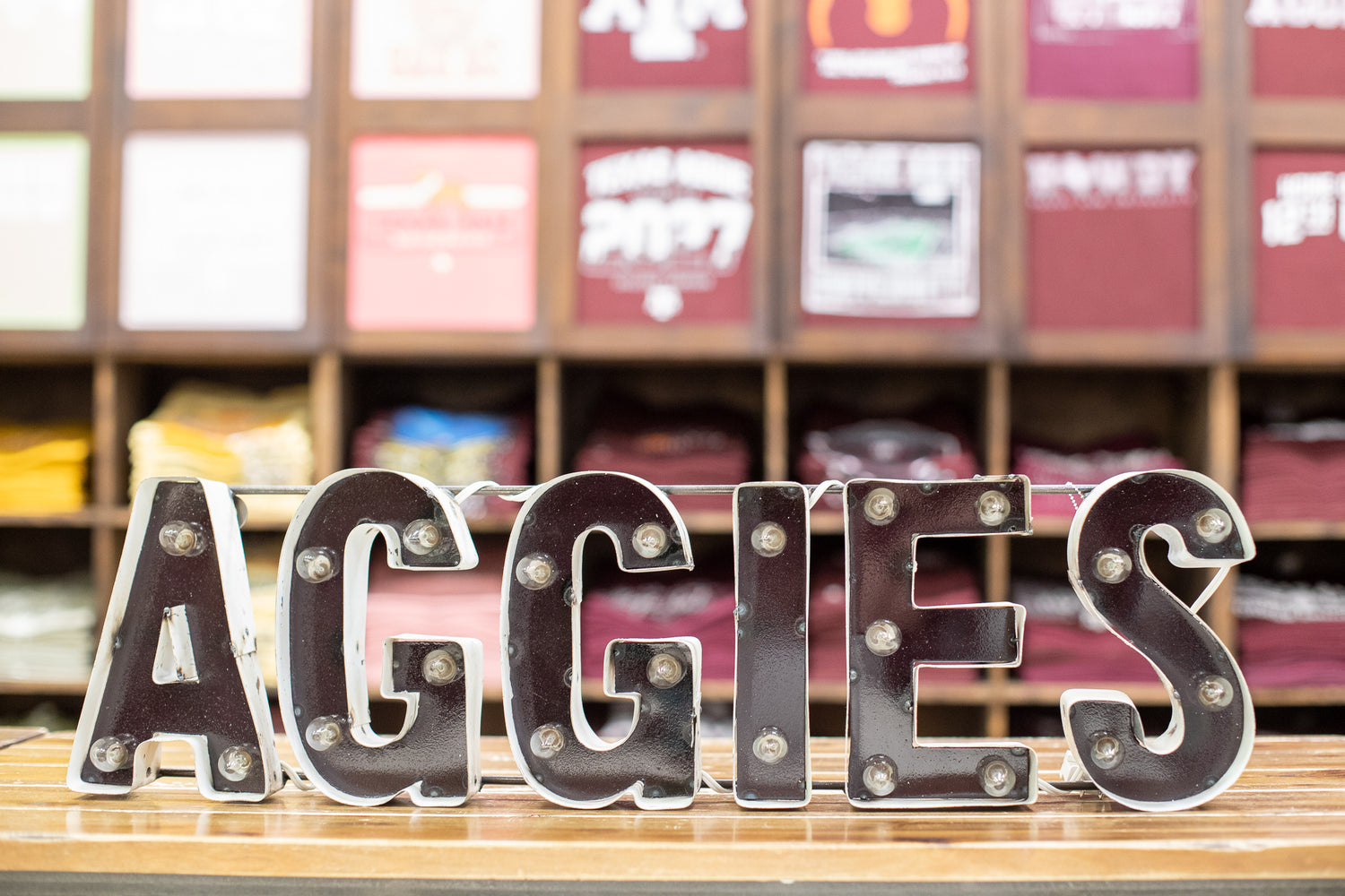 Block Aggies Metal Sign With Lights