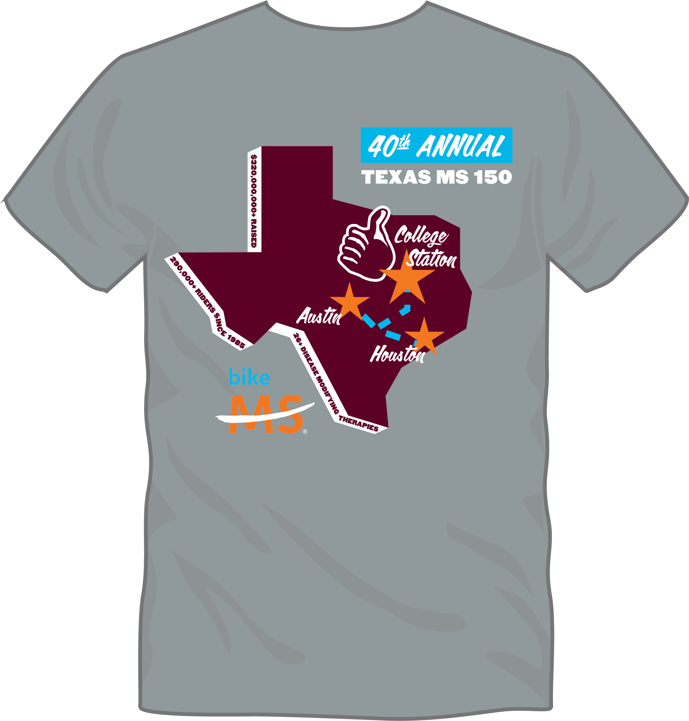 Texas 2024 MS 150 Grey T-Shirt