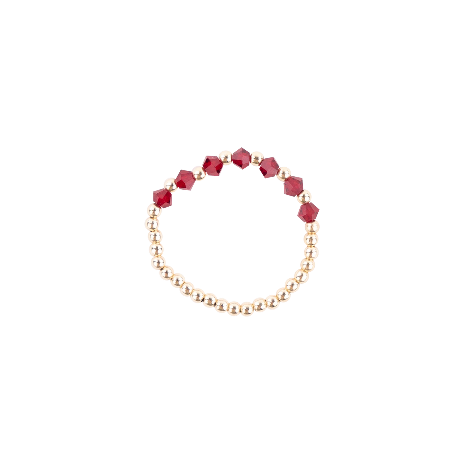 Gold and maroon beaded ring