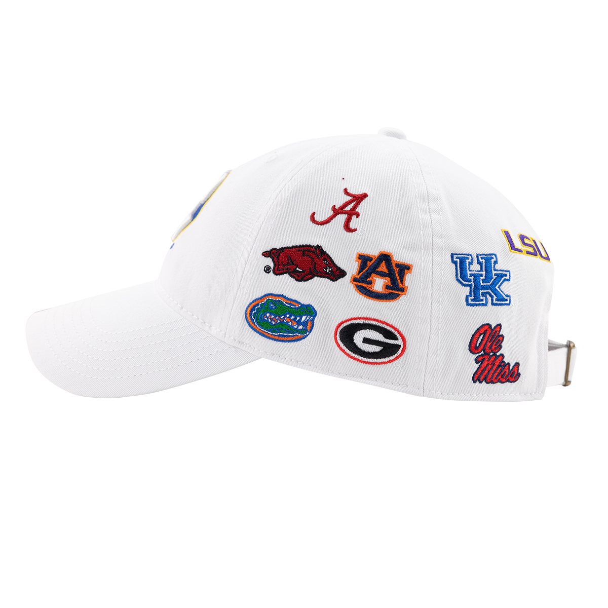 University logos in the SEC embroidered on the side.