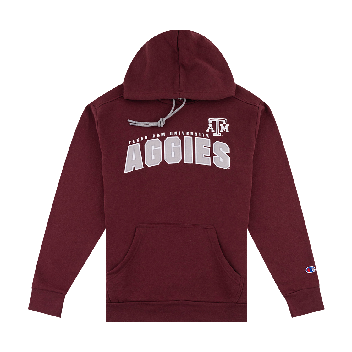 Maroon hoodie with "Texas A&M University Aggies" in gray and white.