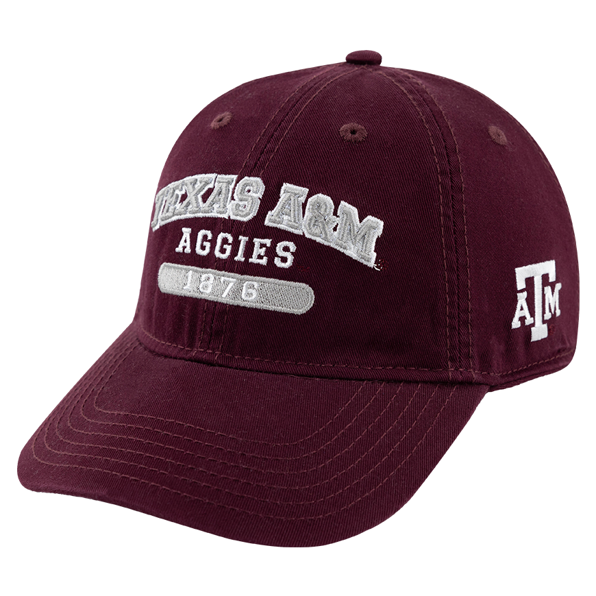 Maroon hat with "Texas A&M Aggies" in white