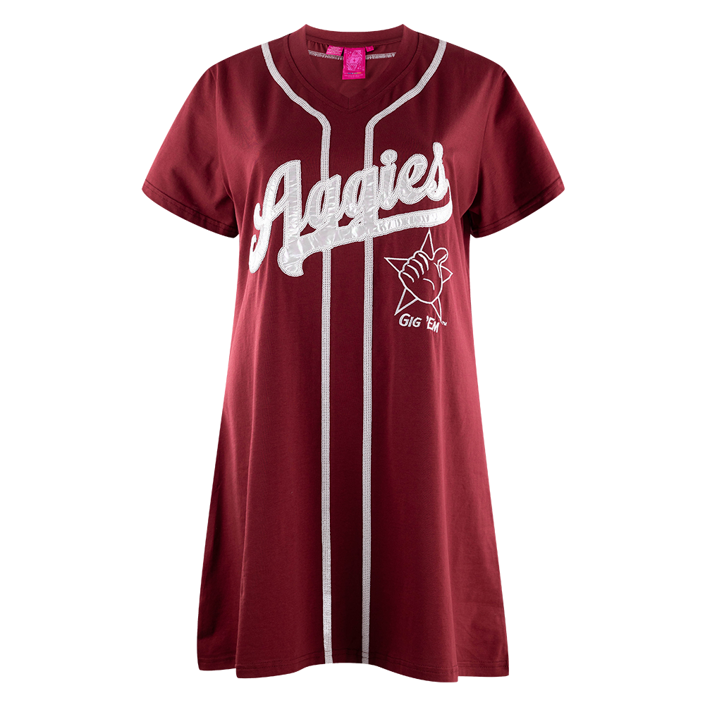 Texas A&M Aggies Queen of Sparkles Baseball Jersey Dress Texas A&M Aggies Queen of Sparkles Baseball Jersey Dress