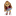 Plush doll with maroon shirt and gray skirt