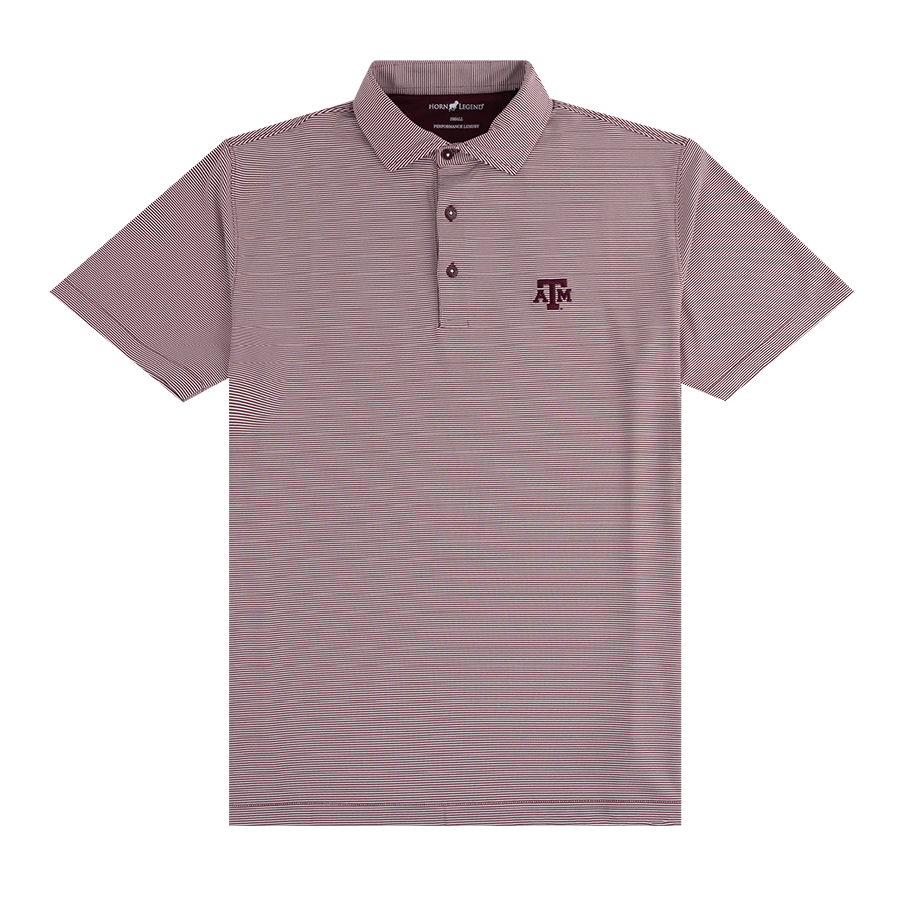 A&M Horn Legend Micro Stripe Polo in Maroon - Aggieland Outfitters