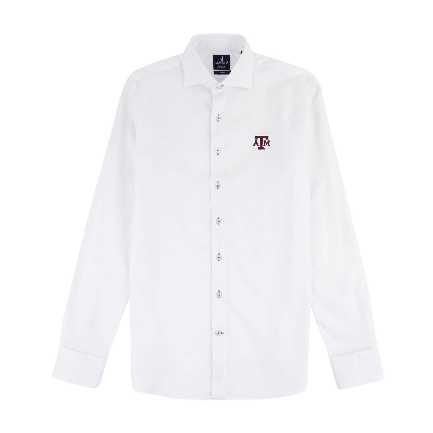 White Button Down with Maroon ATM logo