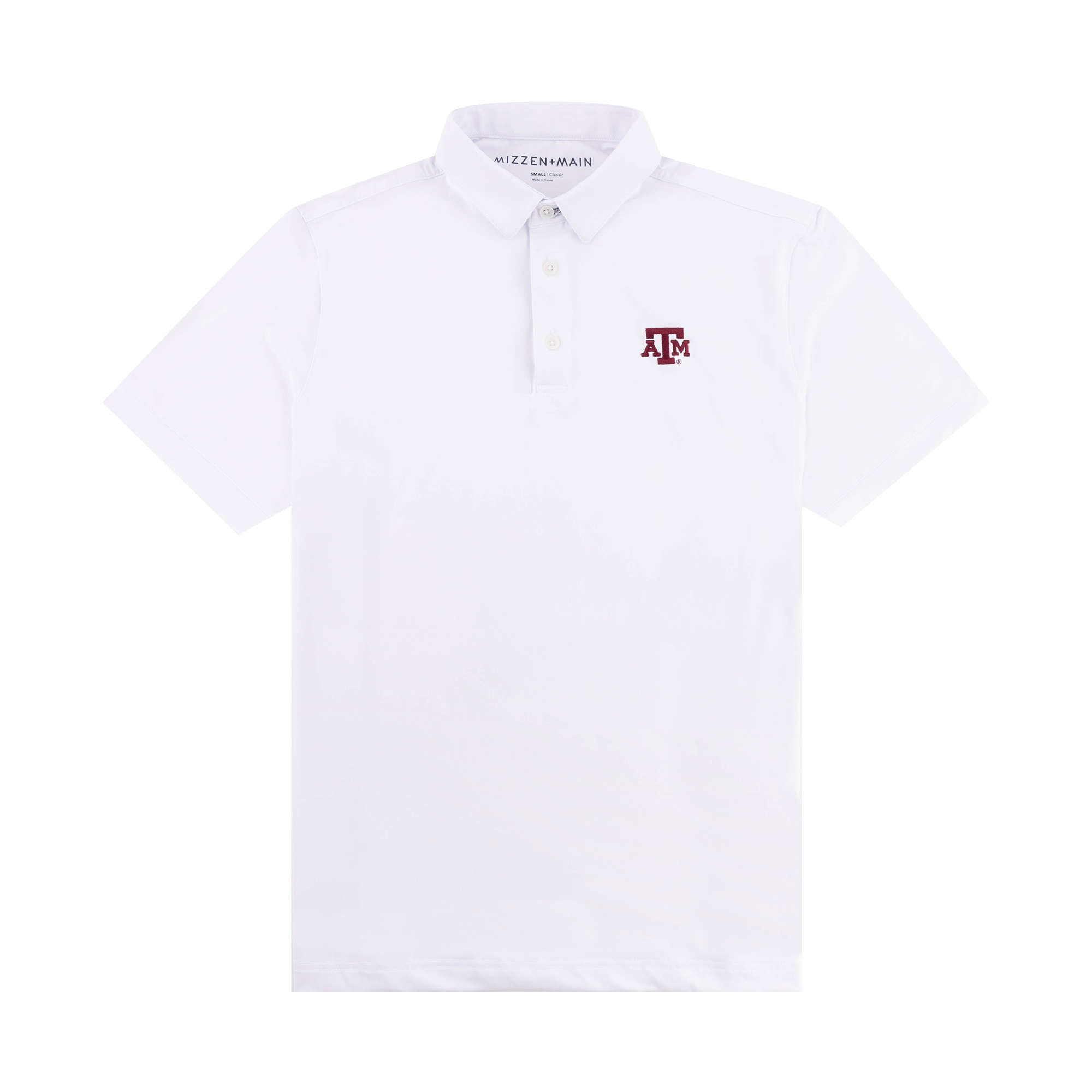 Texas A&M Mizzen+Main White Versa Solid Polo