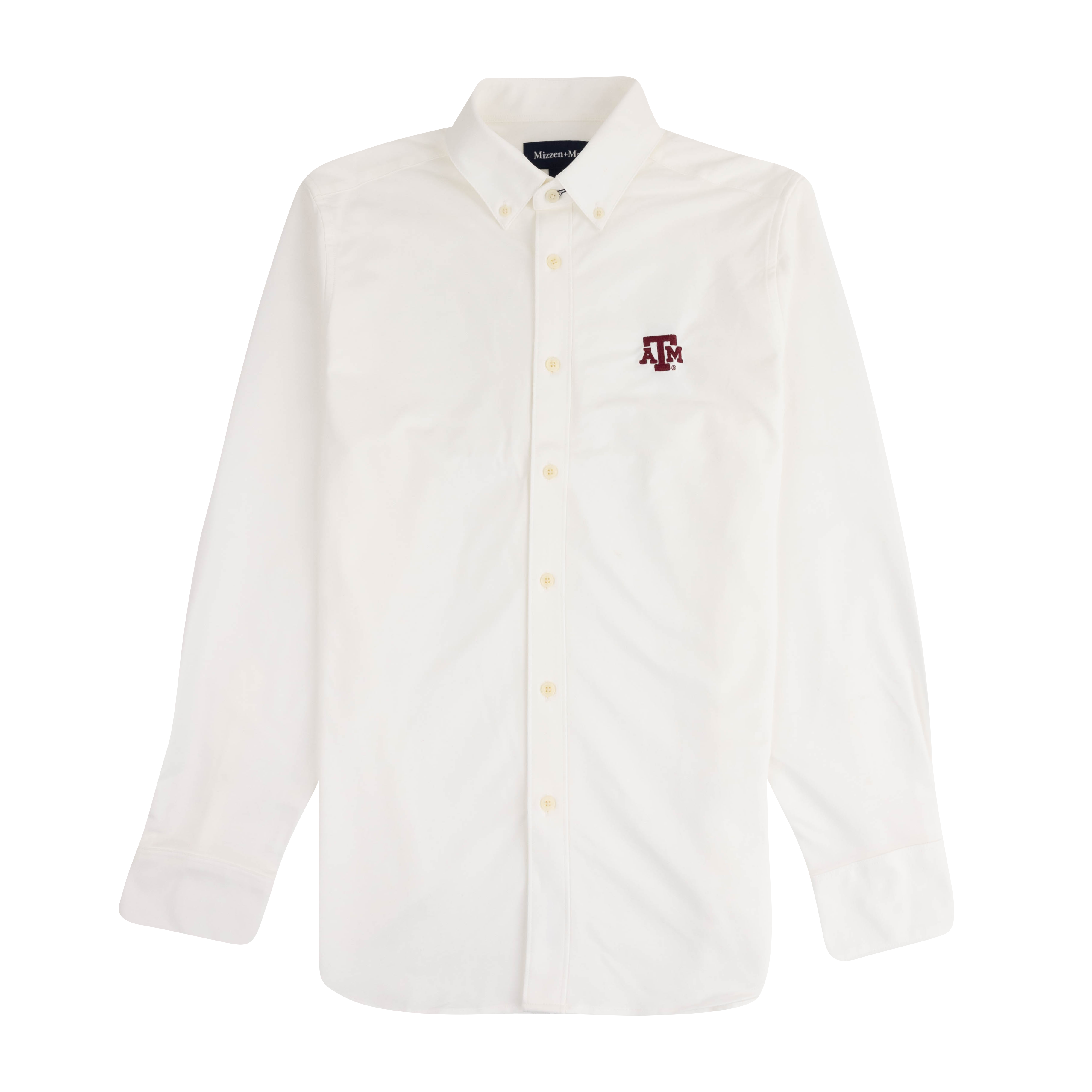 texas a&m long sleeve dress shirts Texas A&M Mizzen And Main Ellis Oxford Button Down Top in White, Size Medium, Cotton/Polyester from Aggieland Outfitters