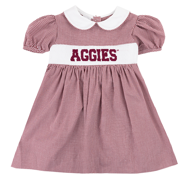 Texas A&M Toddler Sofia Smocked Check Dress