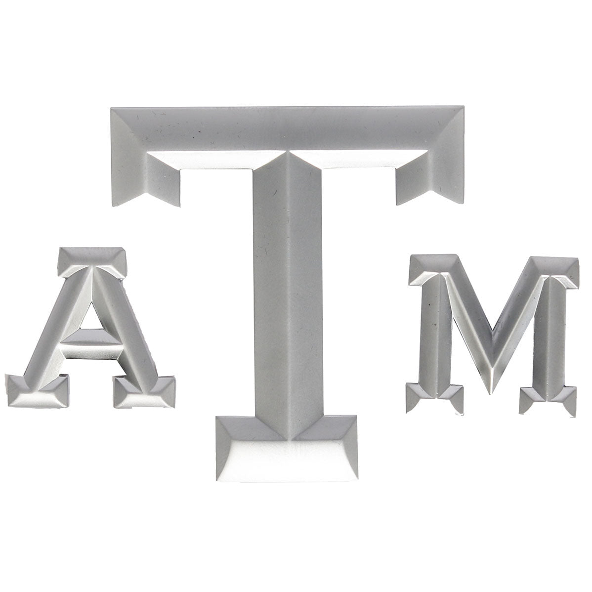 Texas A&M Three Piece Silver Matte Emblem