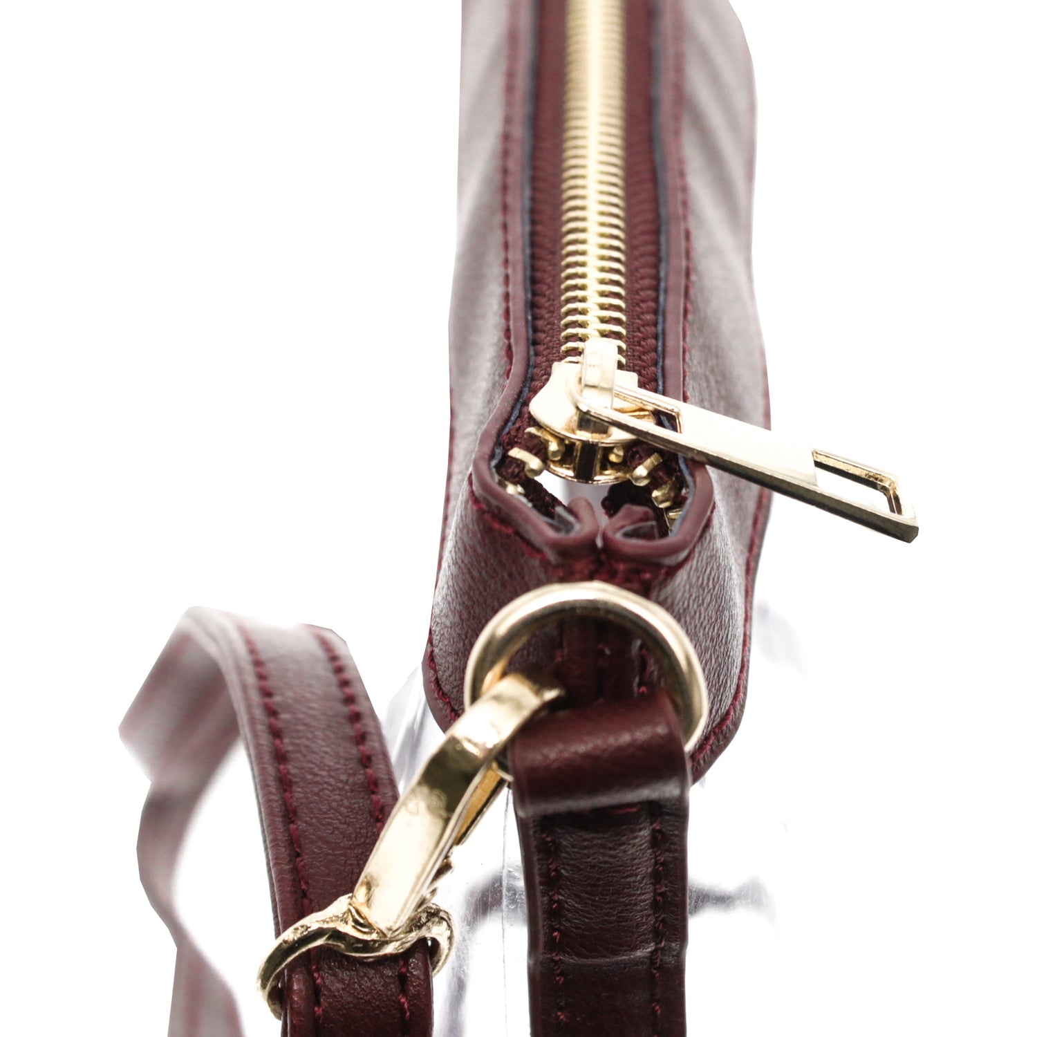 Maroon Leather Clear Crossbody