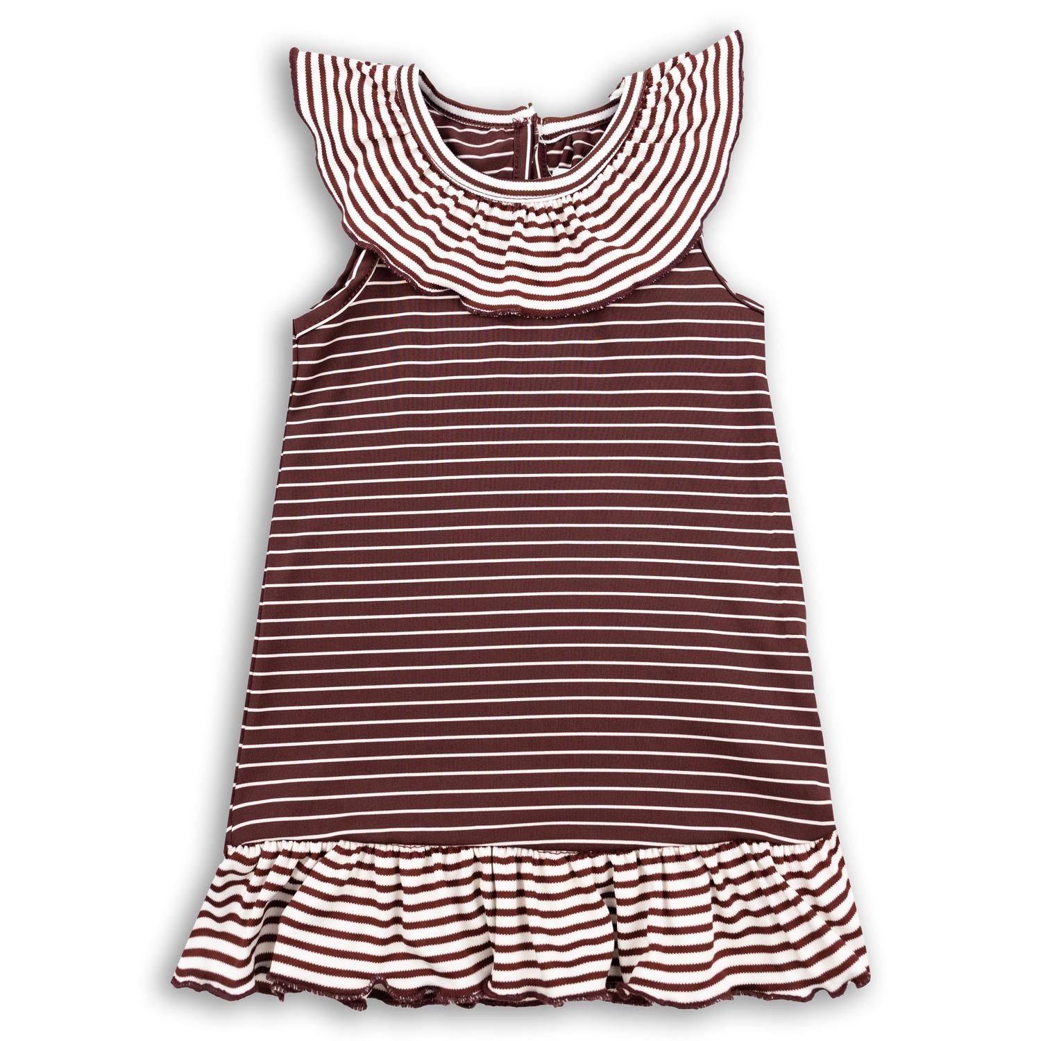Maroon & White Striped Infant Dress