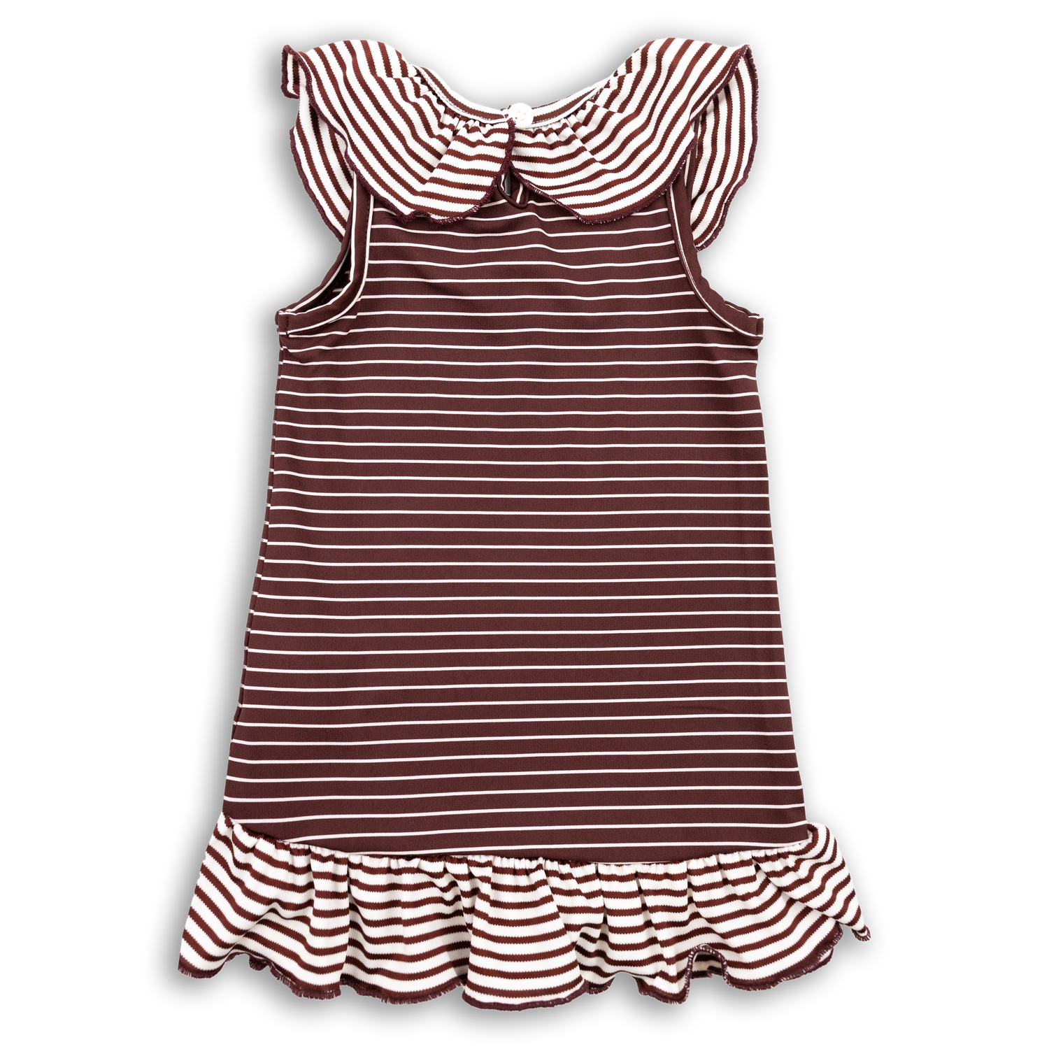 Maroon & White Striped Infant Dress