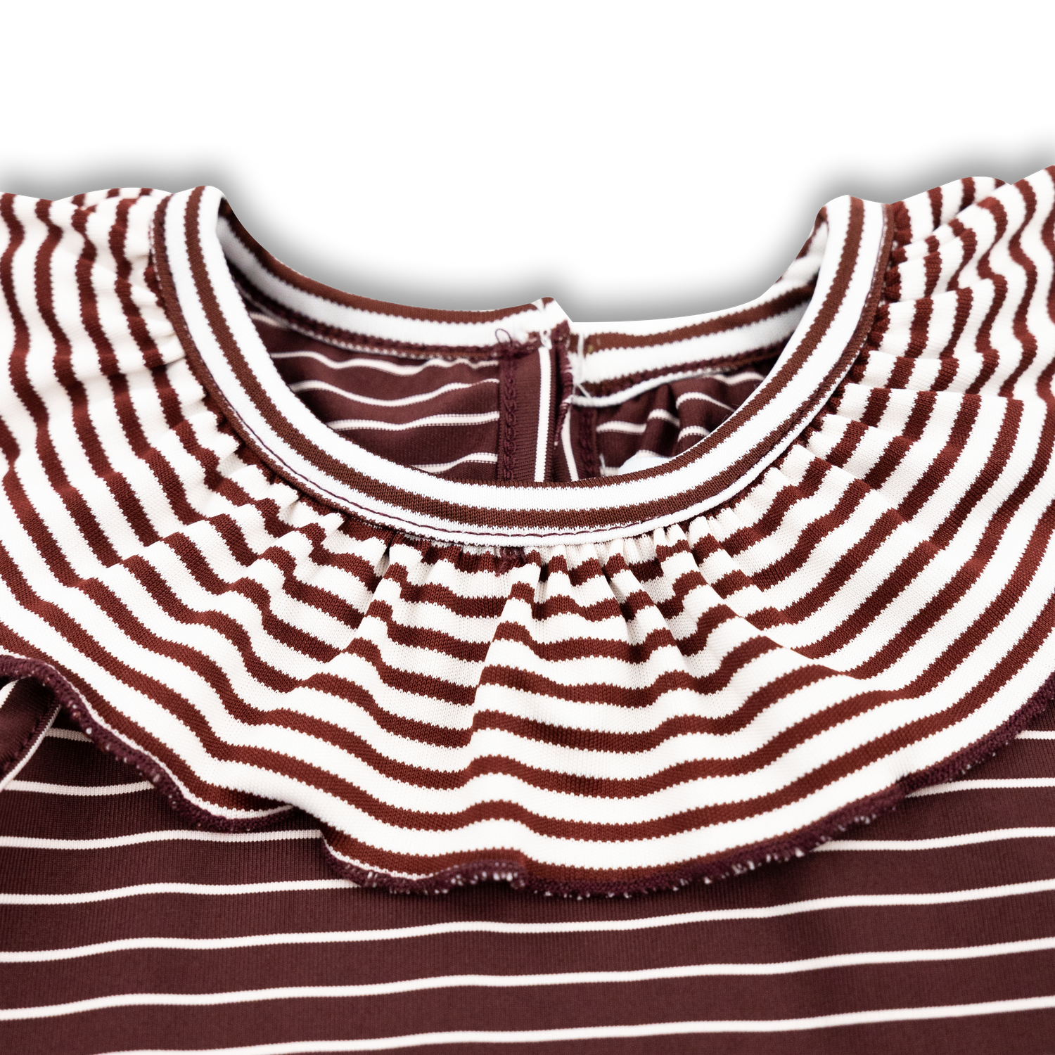 Maroon & White Striped Infant Dress