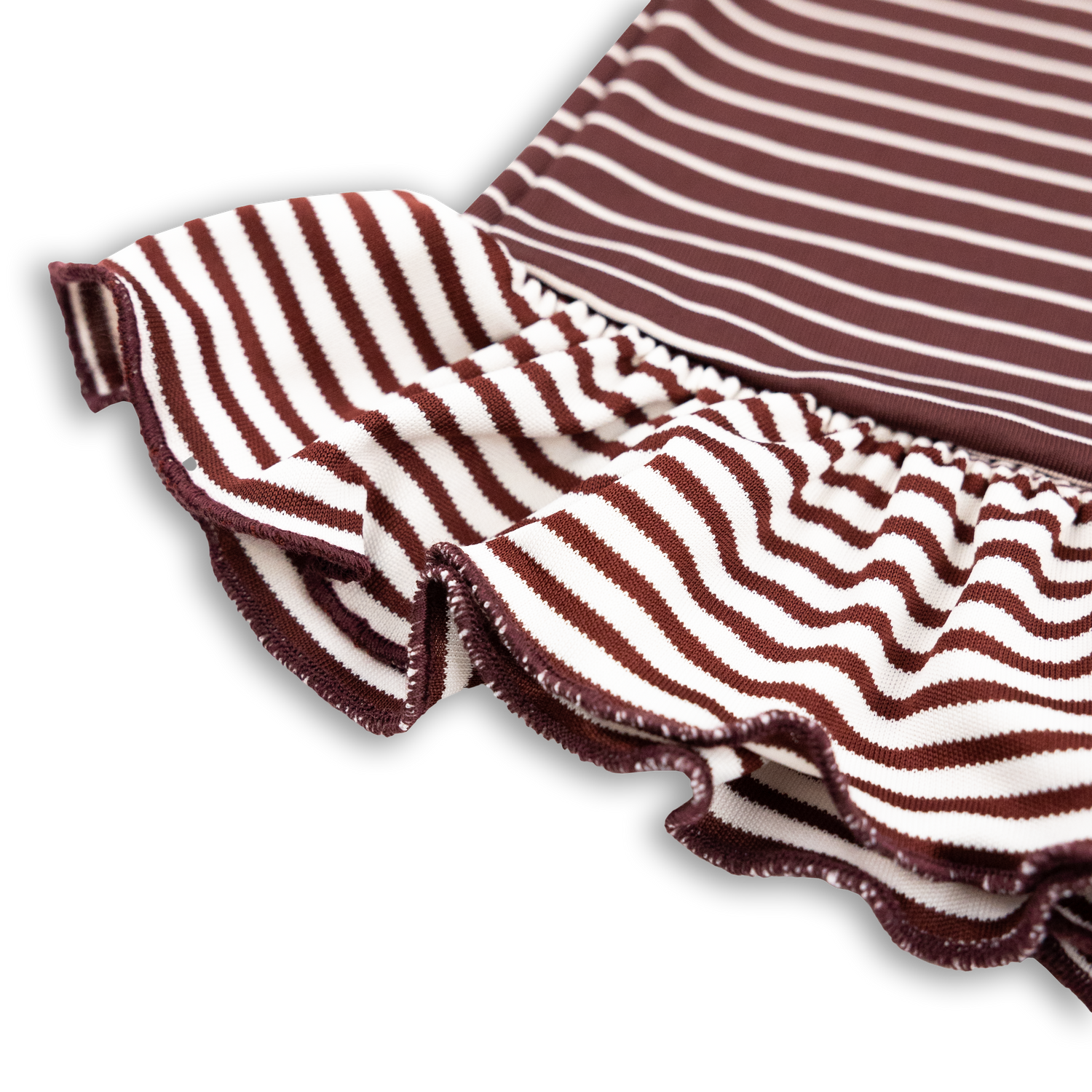 Maroon & White Striped Infant Dress
