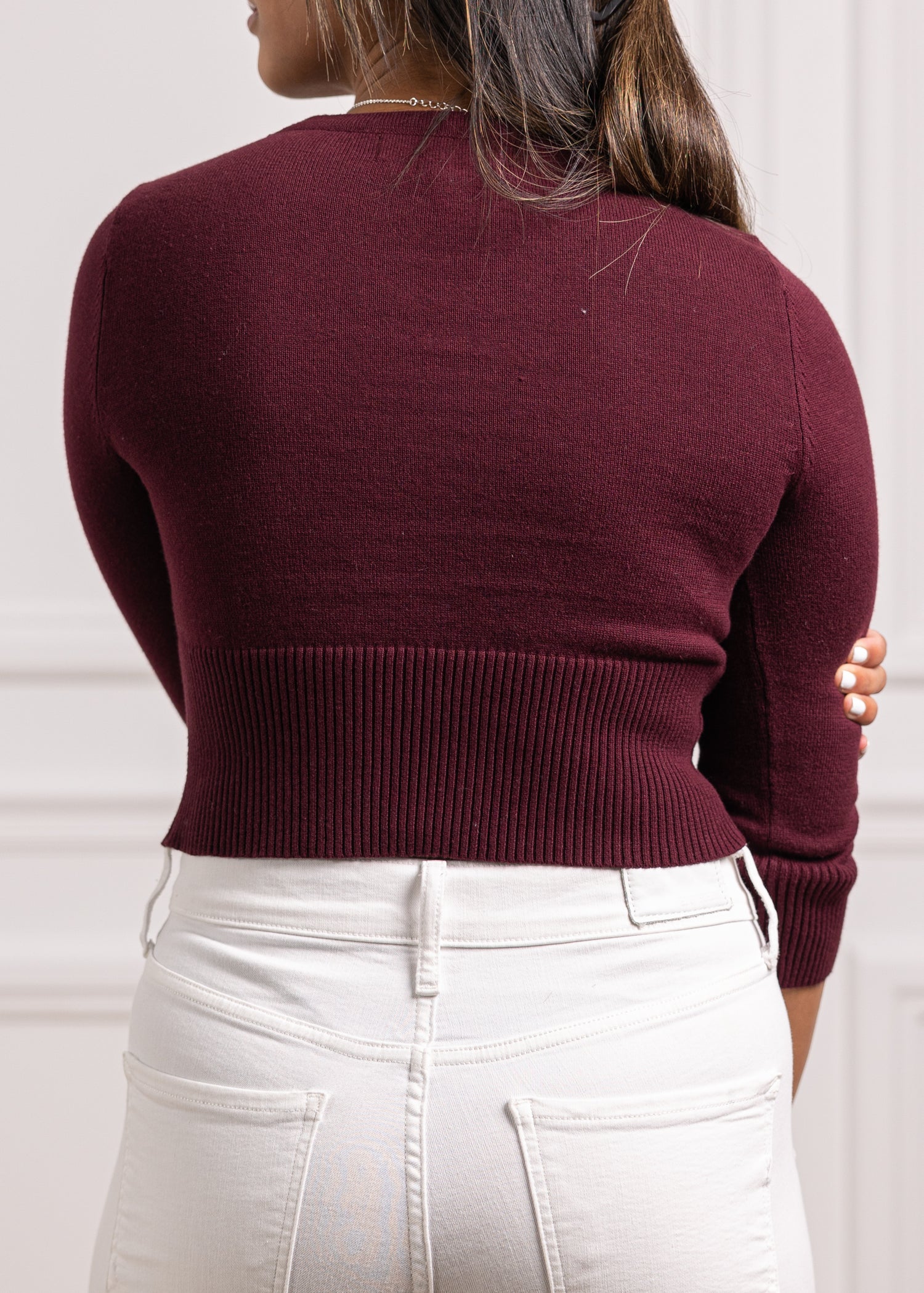 Maroon Milo Knit Crop Sweater