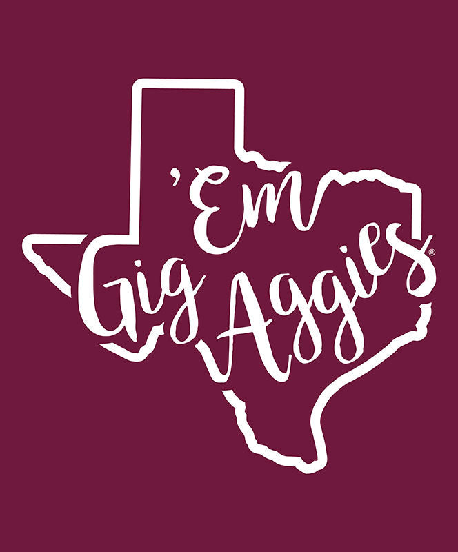 Texas A&M Aggie Gig 'Em Curly Print Decal
