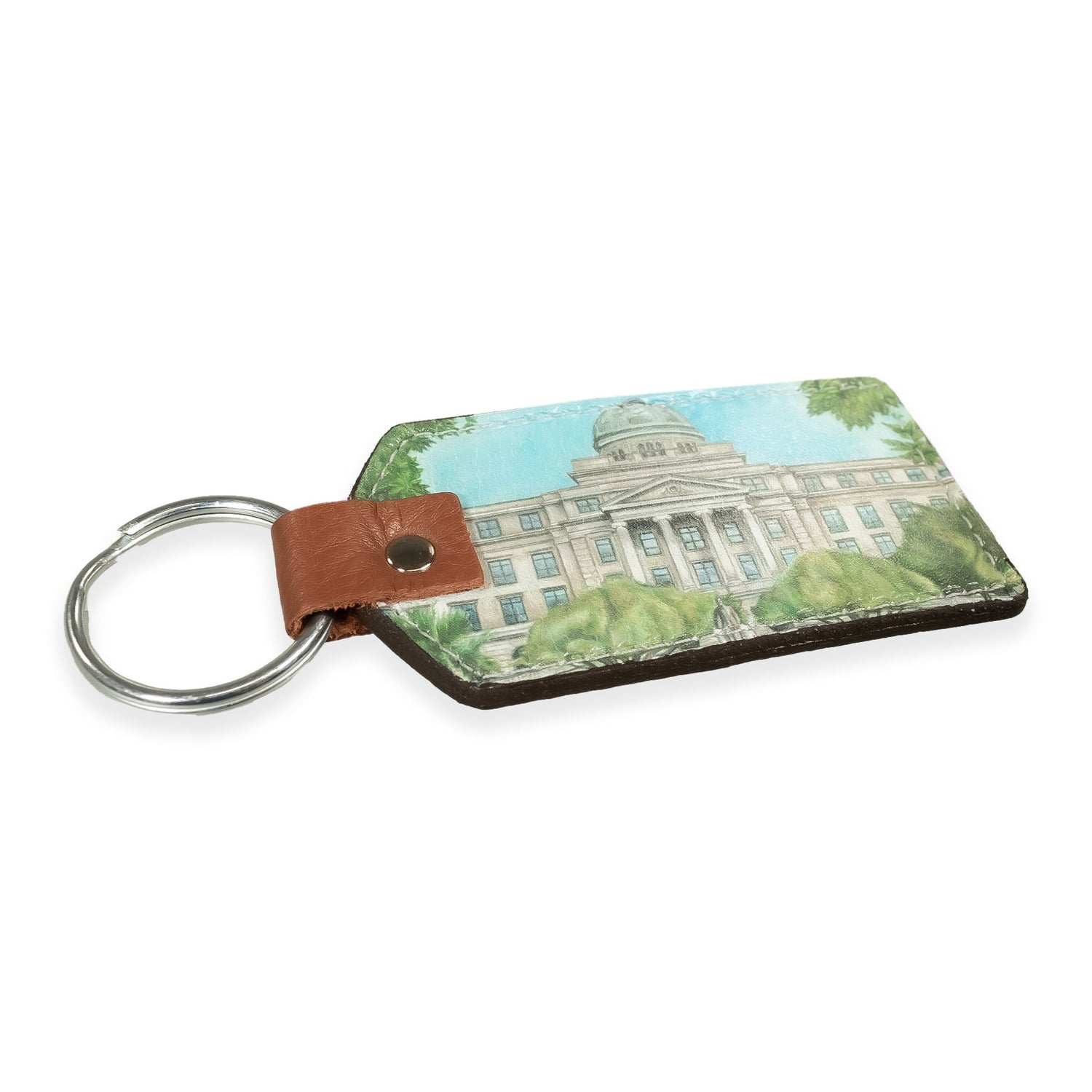 Academic Building Leather Keychain