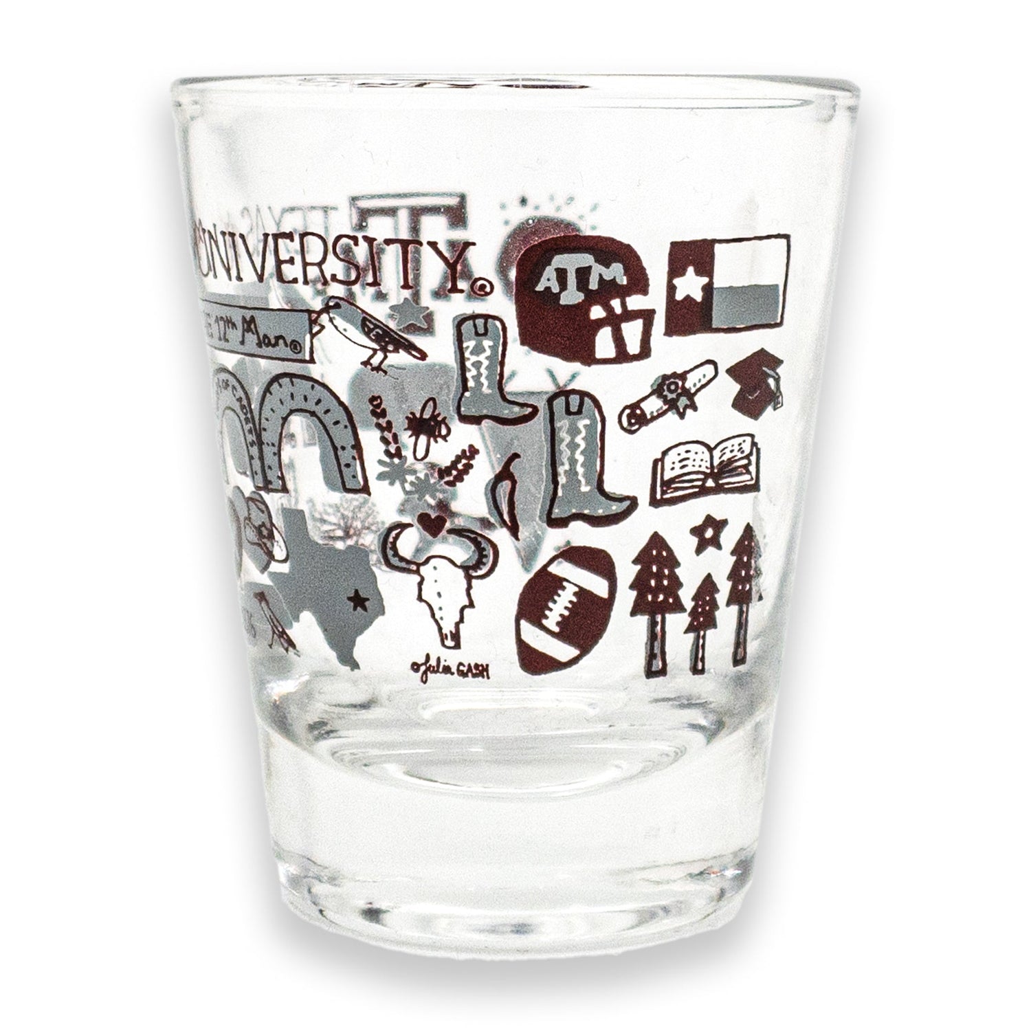 Texas A&M Julia Gash Collage Shot Glass