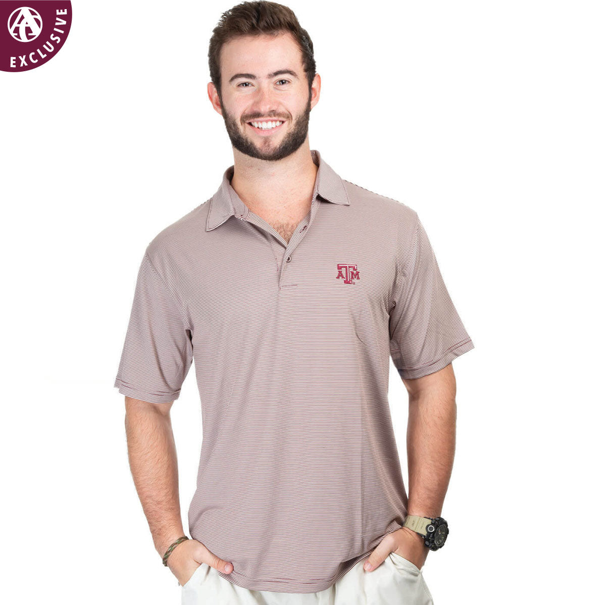 Texas A&M Micro Stripe Polo