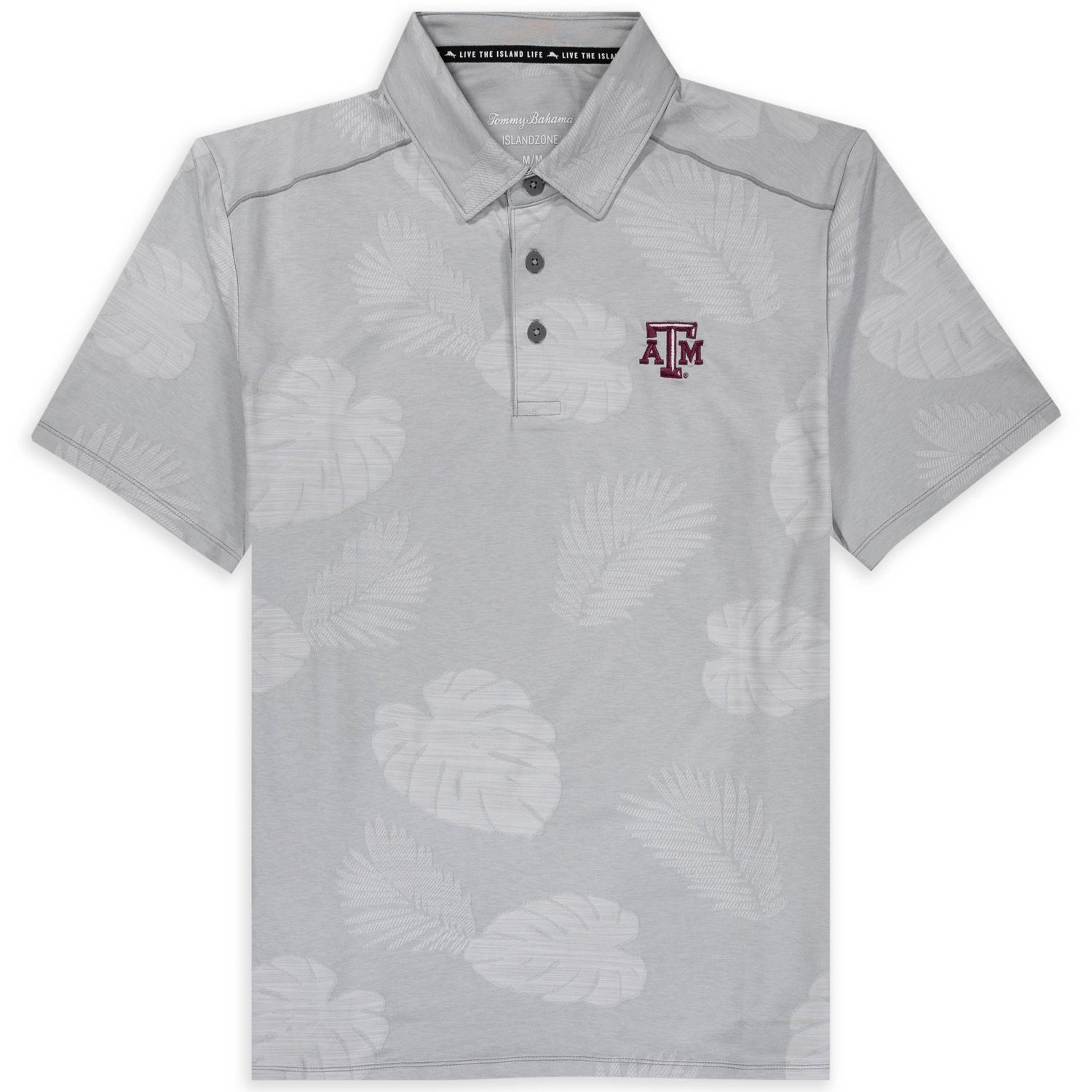 Texas A&M Tommy Bahama Palm Coast Delray Gray Polo