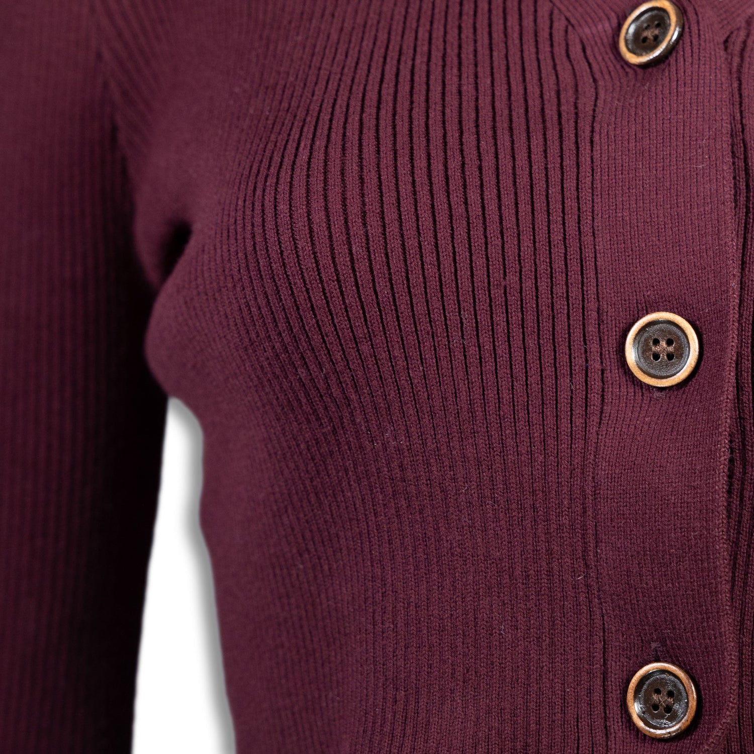 Maroon Tito Button Knit Cropped Cardigan
