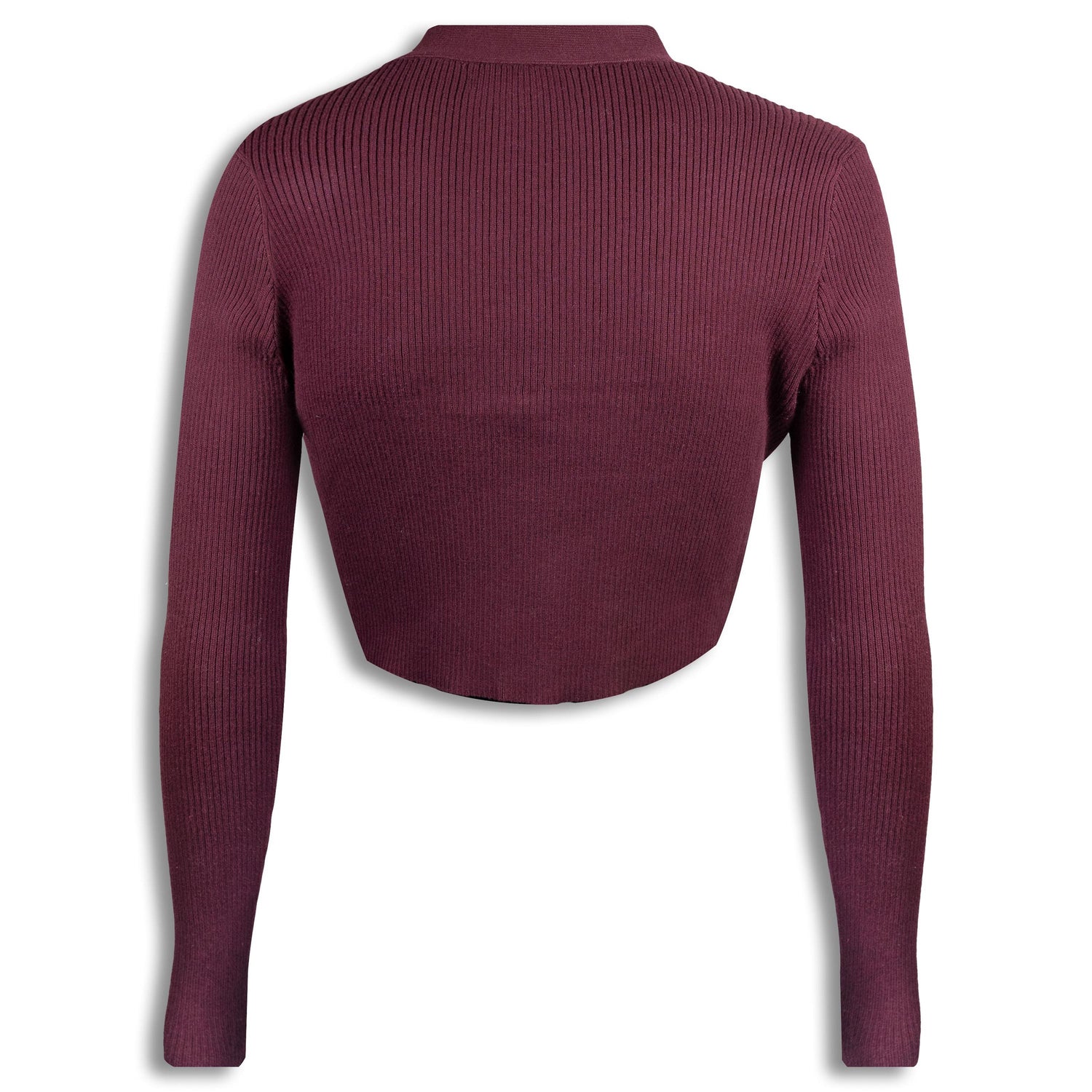 Maroon Tito Button Knit Cropped Cardigan