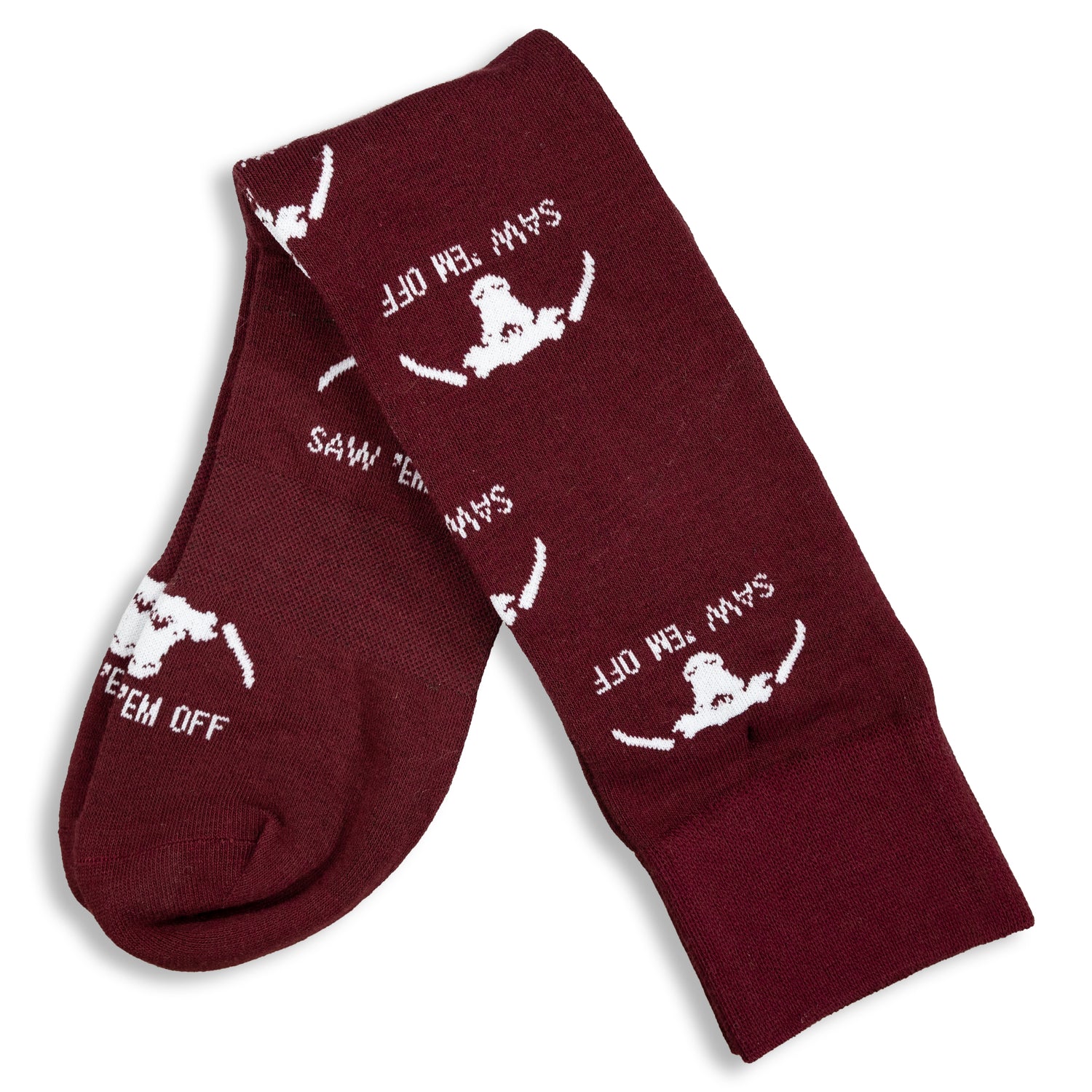 Saw 'Em Off Maroon Socks
