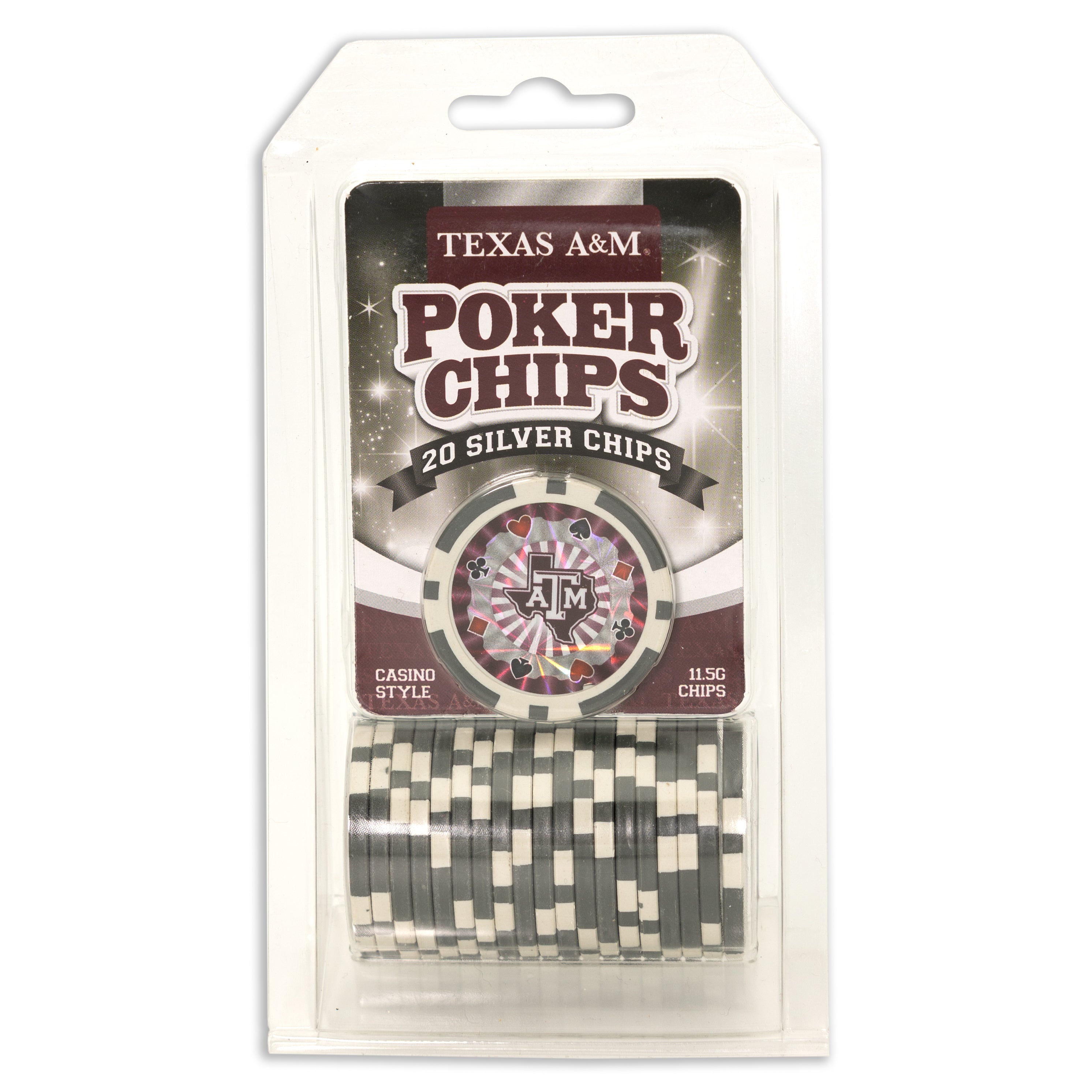 Texas A&M Silver Poker Chips 20 Ct