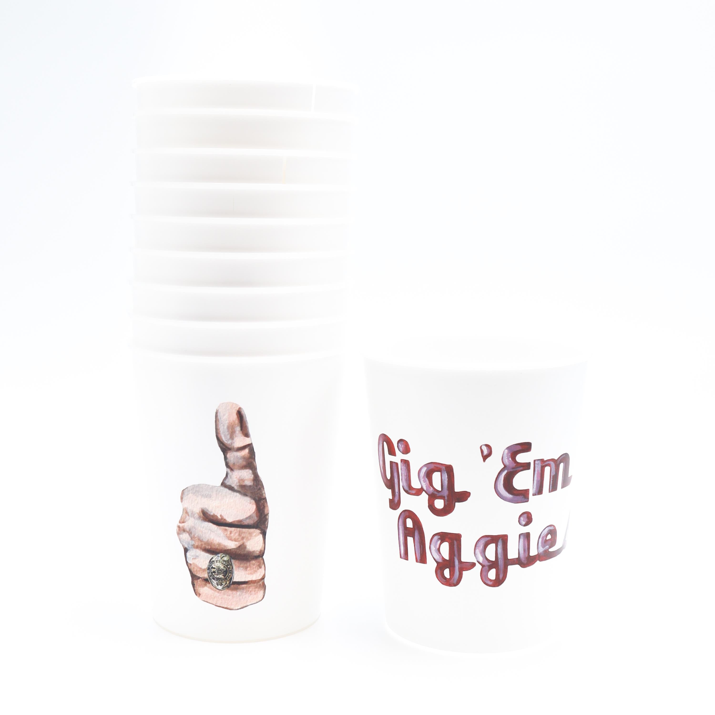 Thumbs Up/ Gig'em Double Sided Cup Set