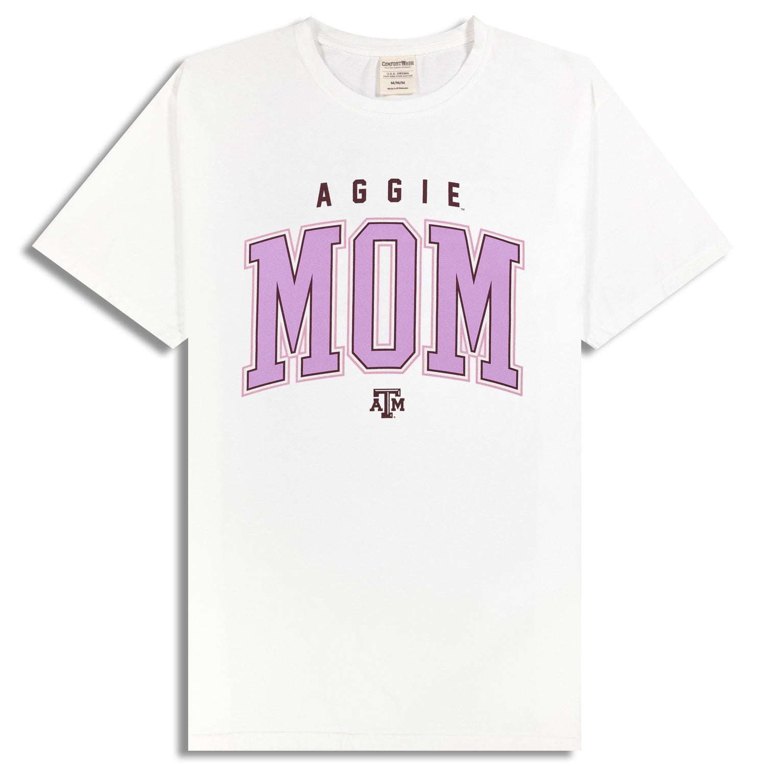 Texas A&M Bold Pink Aggie Mom White T-Shirt