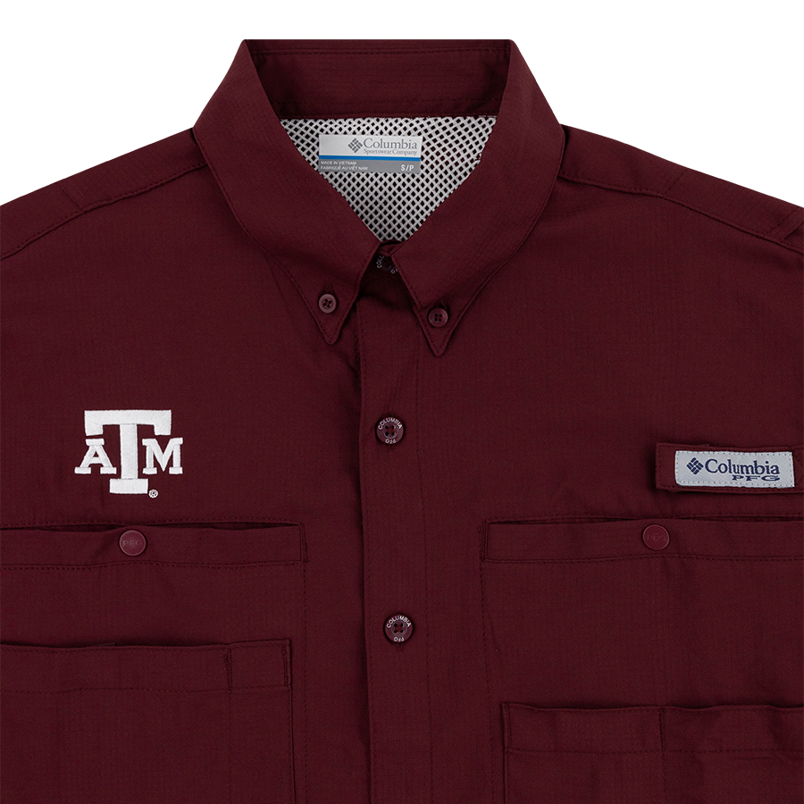Texas A&M Columbia Tamiami Short Sleeve Maroon Fishing Shirt