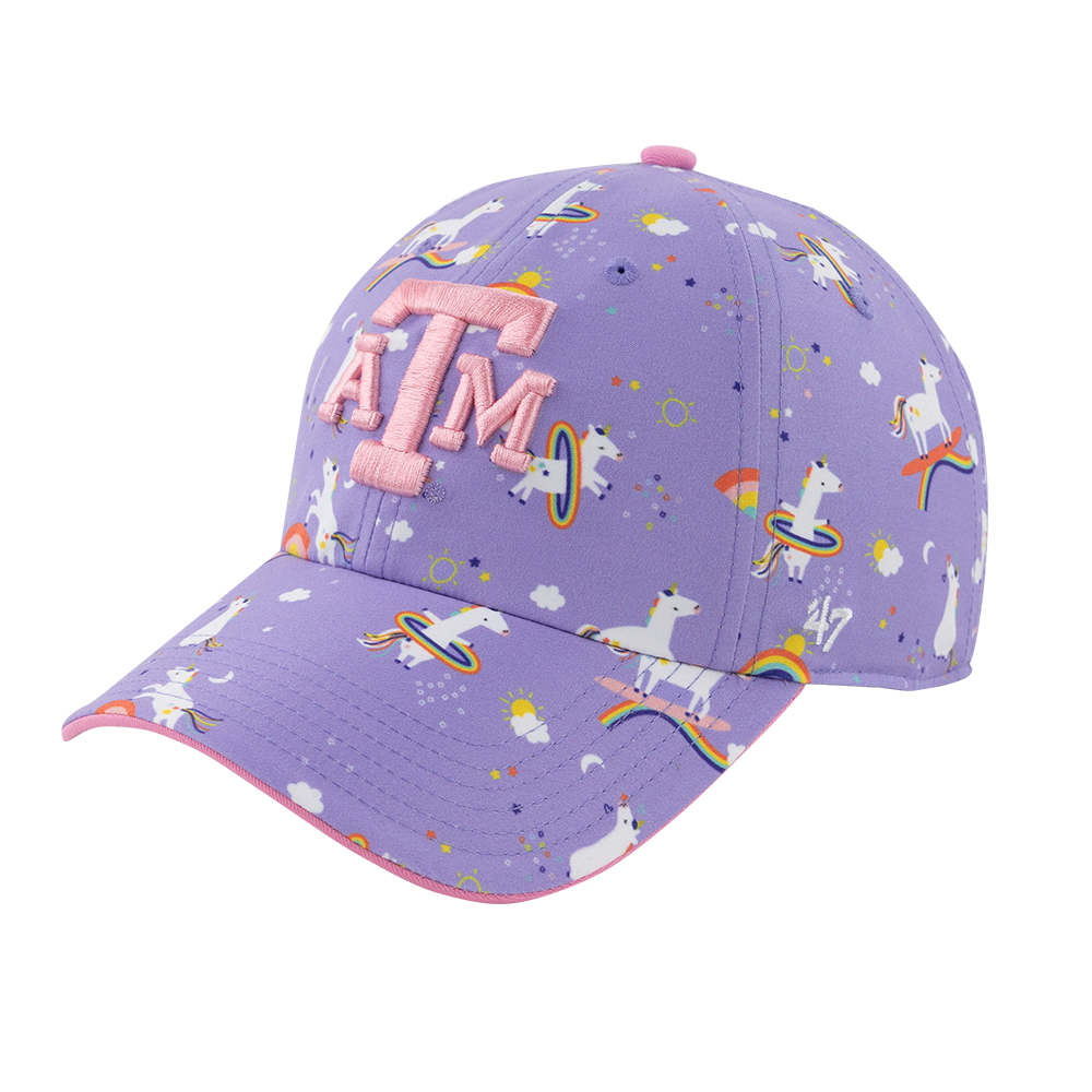 Texas A&M '47 Brand Lavender Unicorn Youth Clean Up Cap