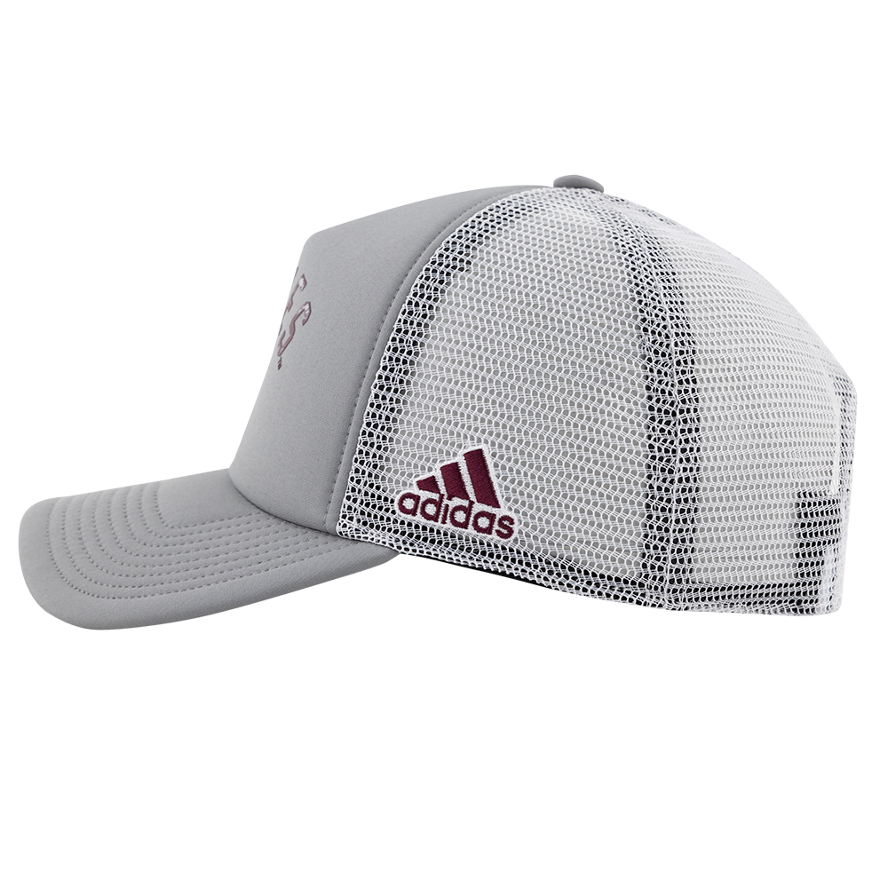 Texas A&M Aggies Block T Adidas Grey Foam Trucker Hat