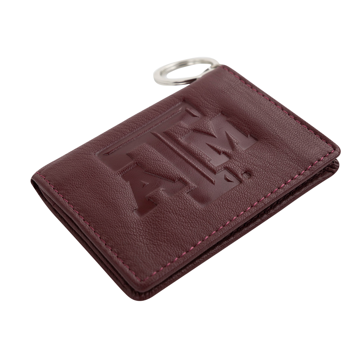 Texas A&M Jardine Nappa Leather Snap ID Holder -Maroon
