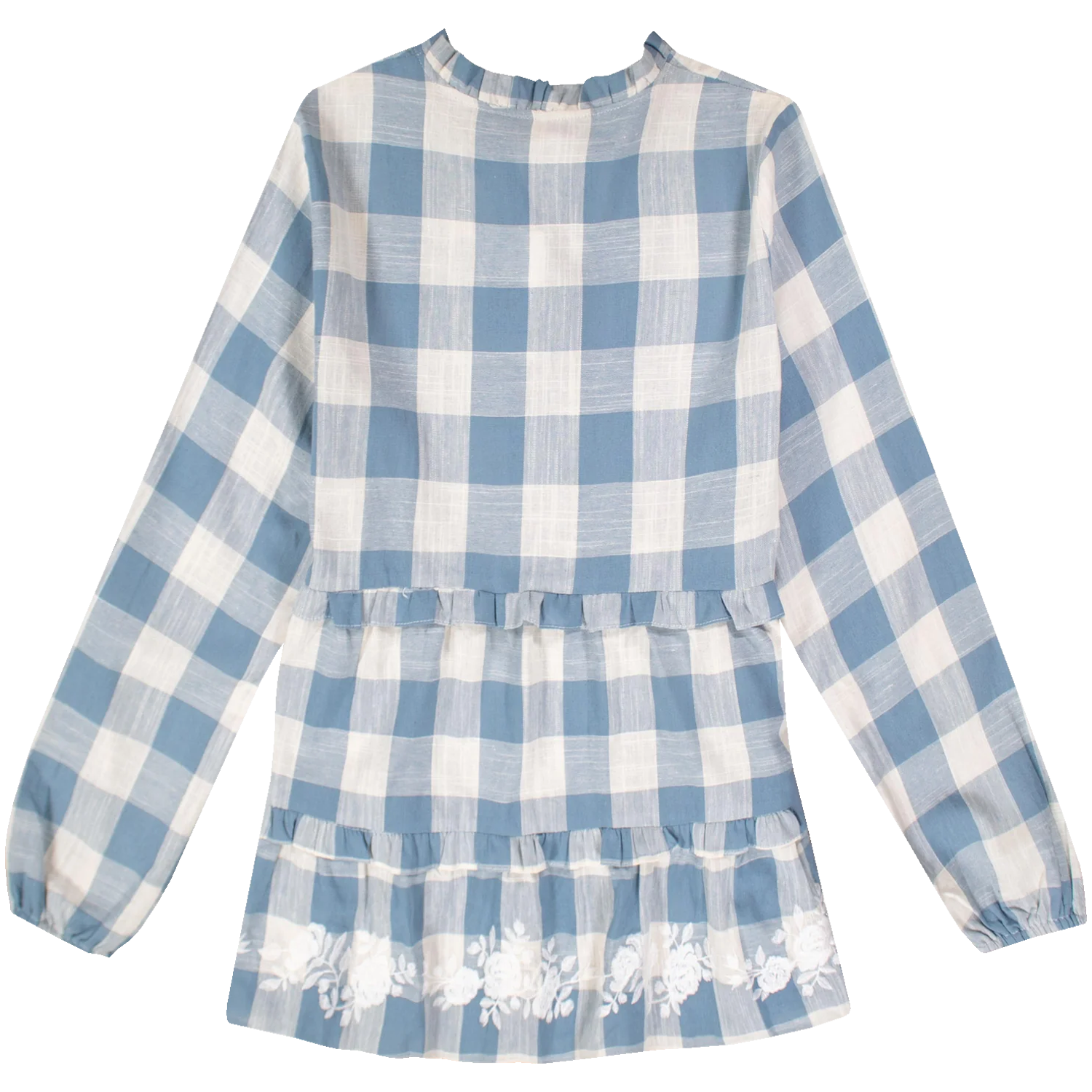 Layerz Gingham Button Up Long Sleeve Top - Blue