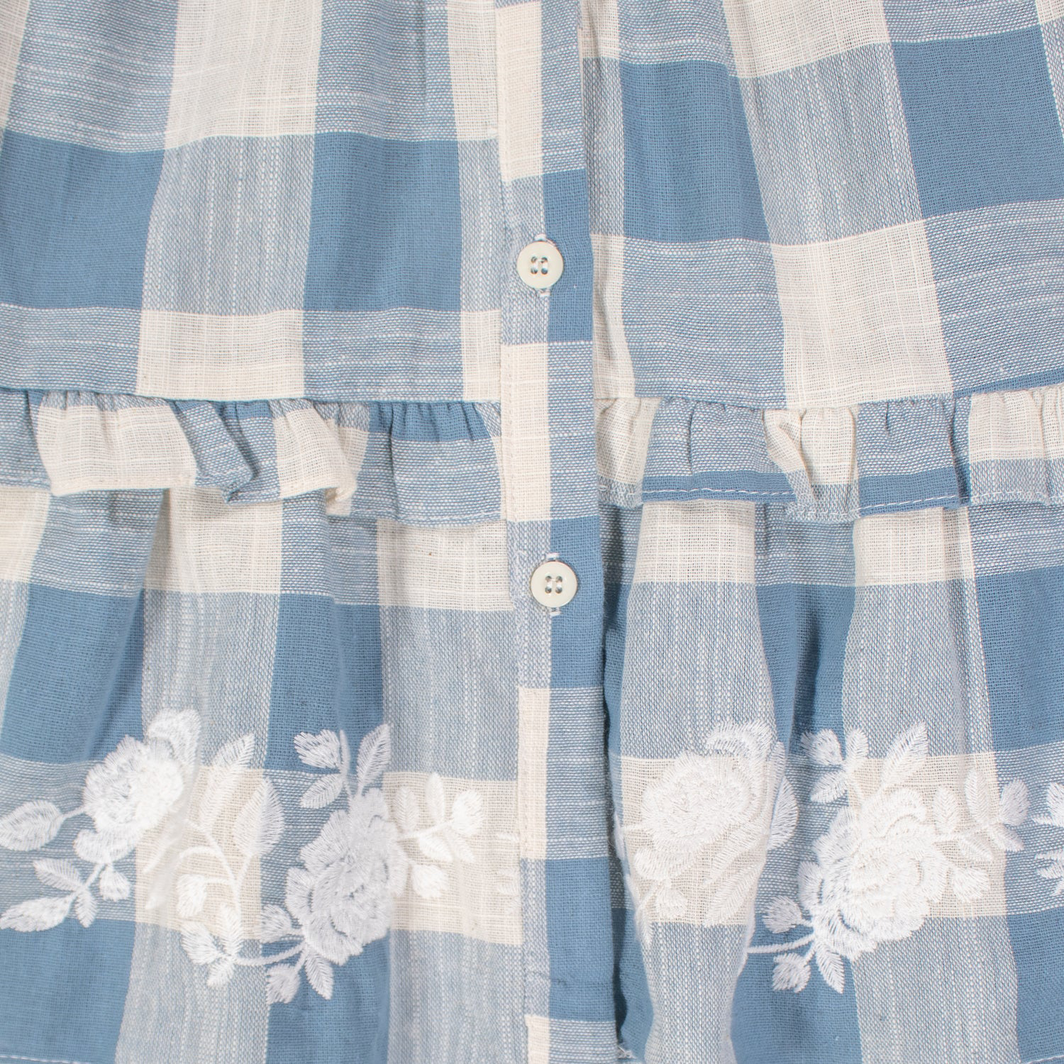 Layerz Gingham Button Up Long Sleeve Top - Blue