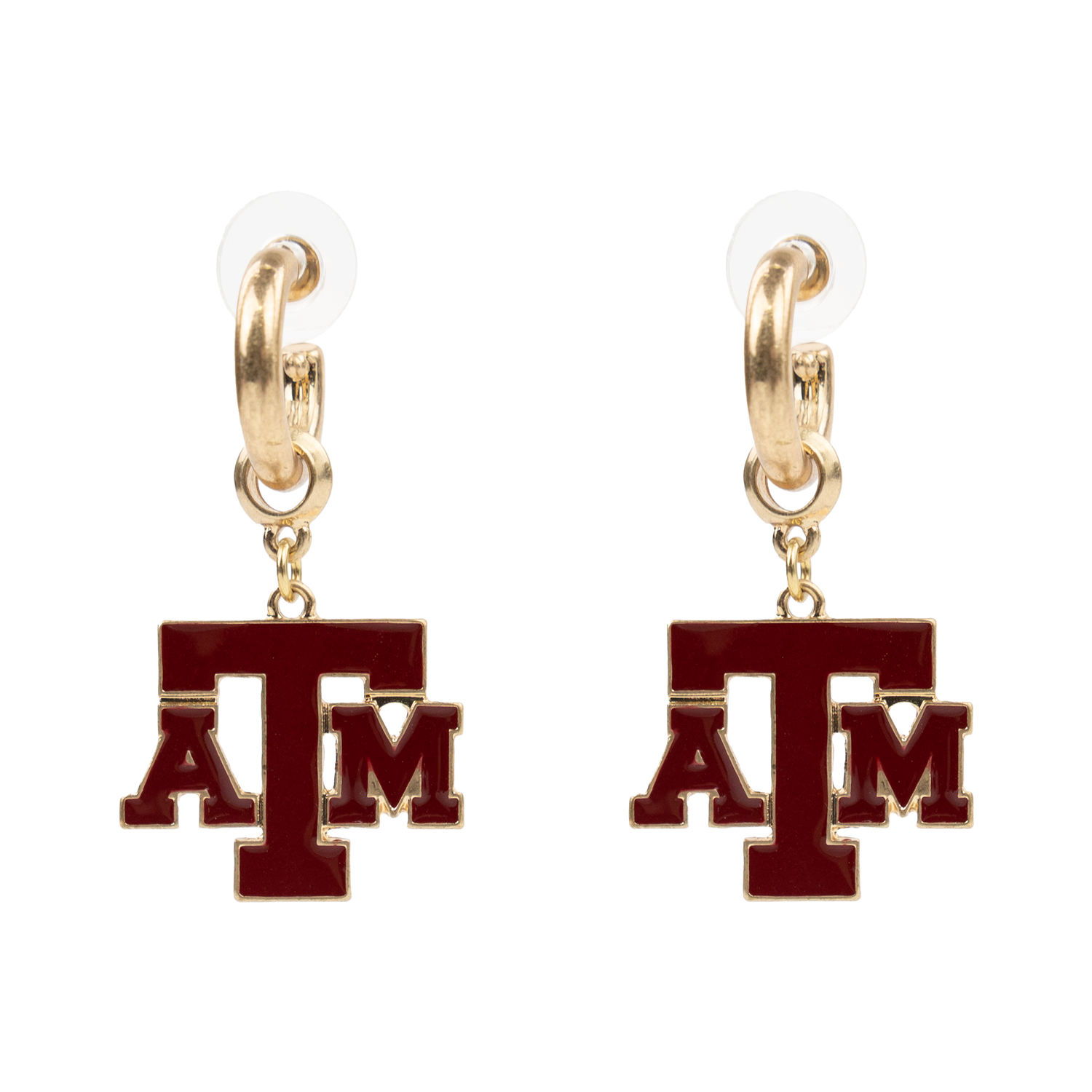 Texas A&M Logo Enamel Drop Hoop Earrings